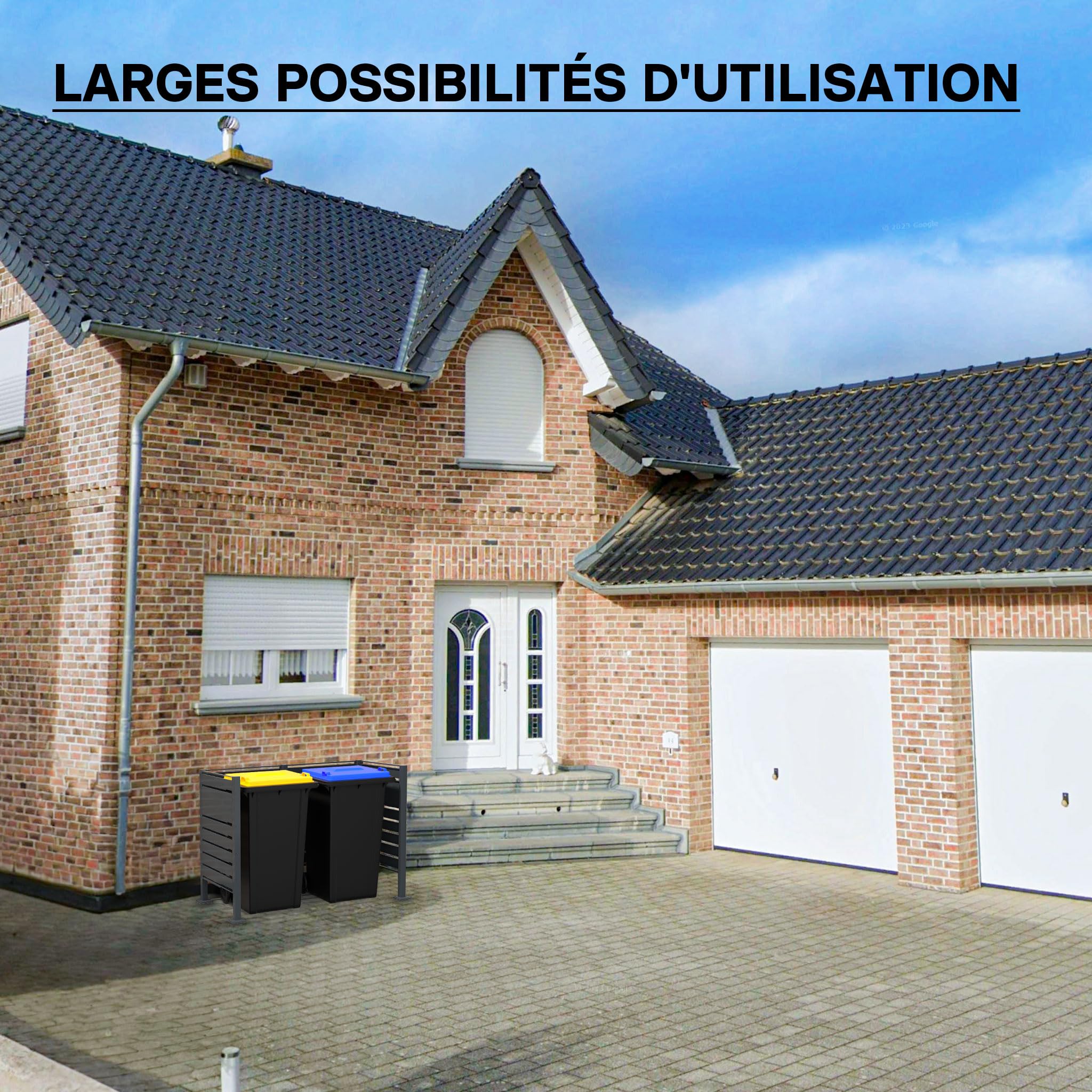 Wiltec Module d'extension de clôture pour poubelles en acier anthracite pour cache-poubelles