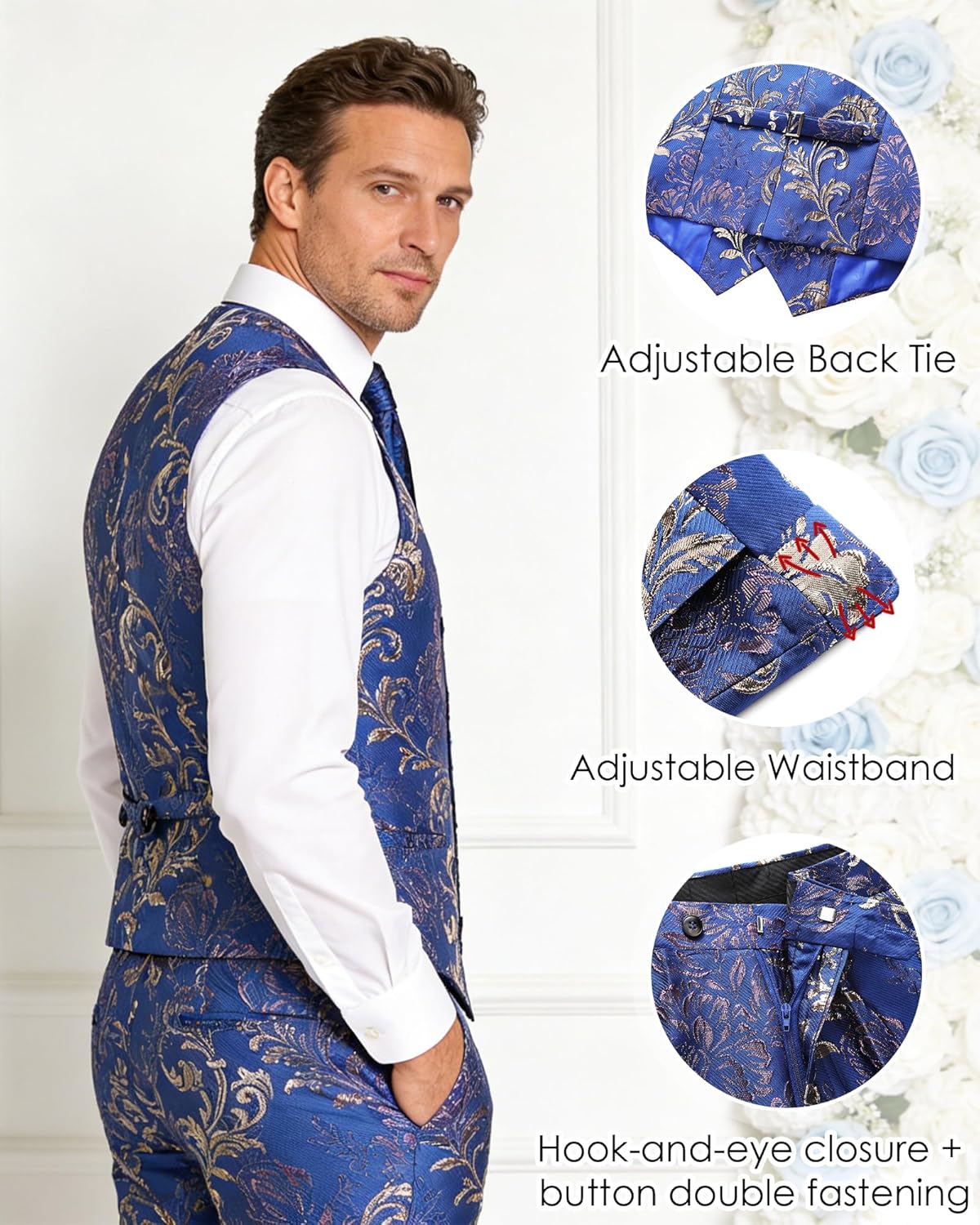 Men's Suit 3 Piece Satin Shawl Lapel Blazer Jacket Vest Pants Tuxedo Set for Wedding Prom Dinner Party