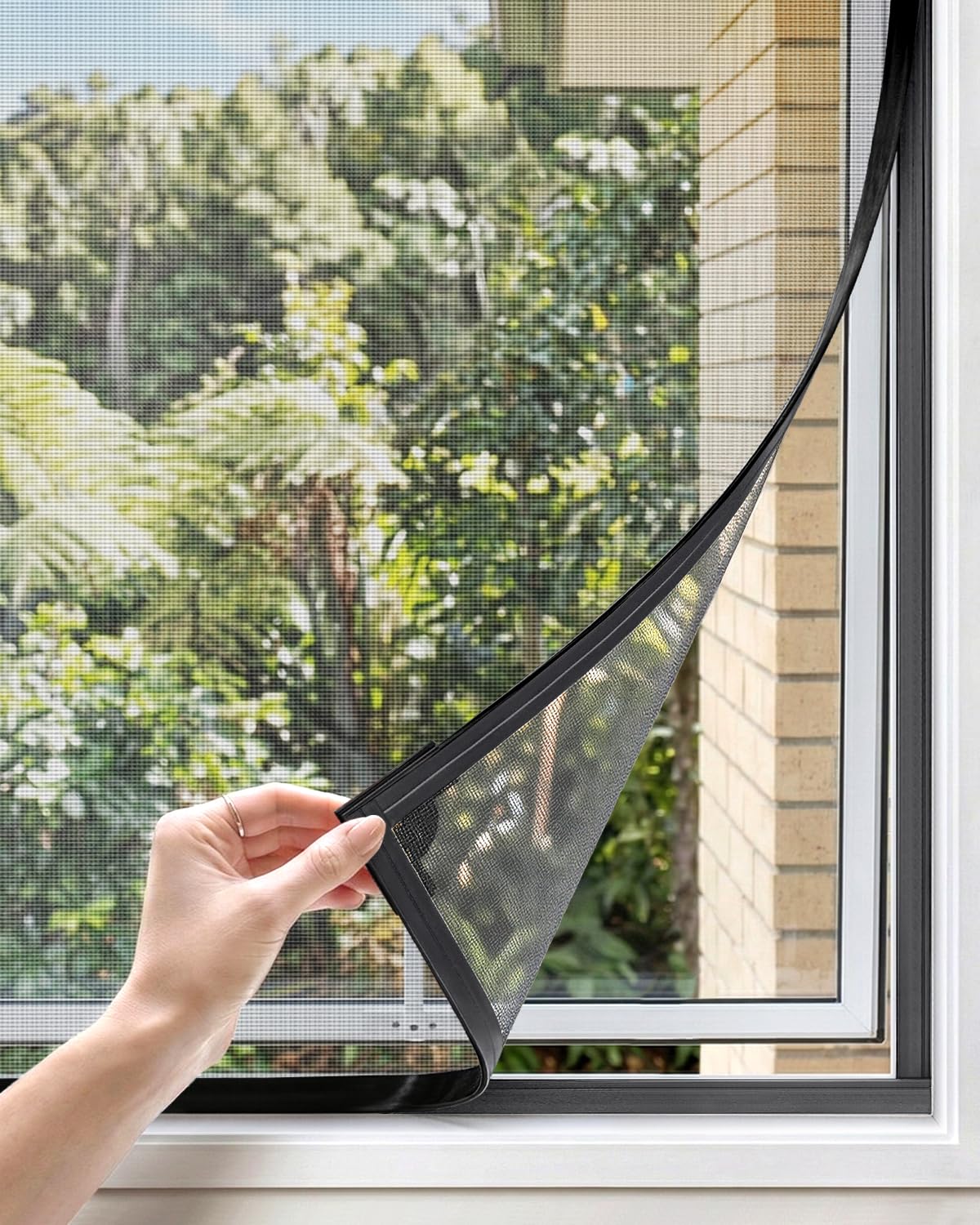 Photo 1 of Paramondo DIY Magnetic Window Screen, Durable White Frames with Gray Fiberglass Mesh, 24” x 32” Adjustable No Drilling Cut-to-Fit Screens for House Windows