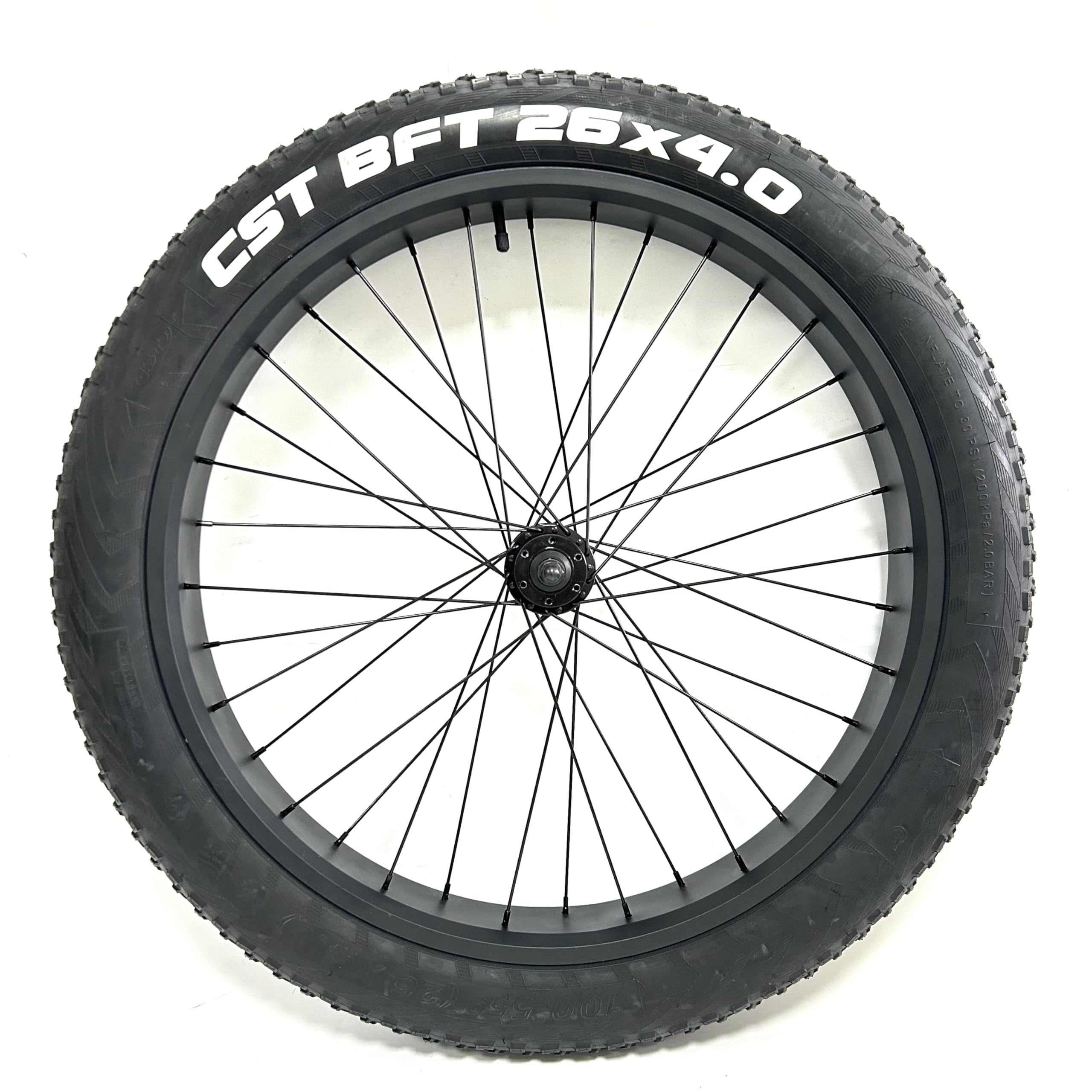 Photo 1 of Front Wheel Fat Bike 26''x4.0 Tyre Bearing Hub Spokes Black Alloy Aluminum Snow Bicycle fatbike Sandbike Rim Wheel 26 Bolt On