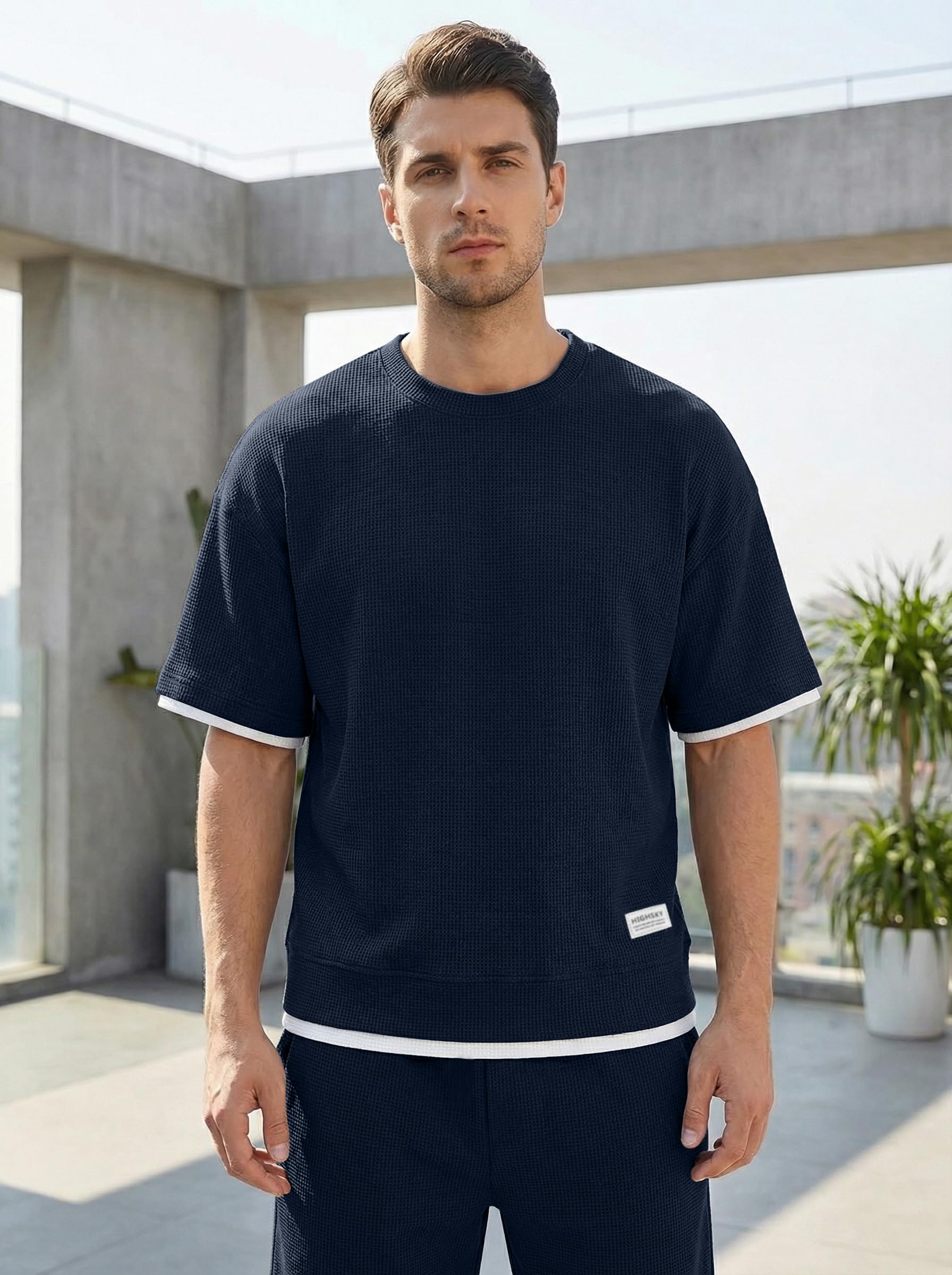 NANAMEEI Chándal de verano para hombre 2 piezas camiseta manga corta pantalones cortos conjunto jogging