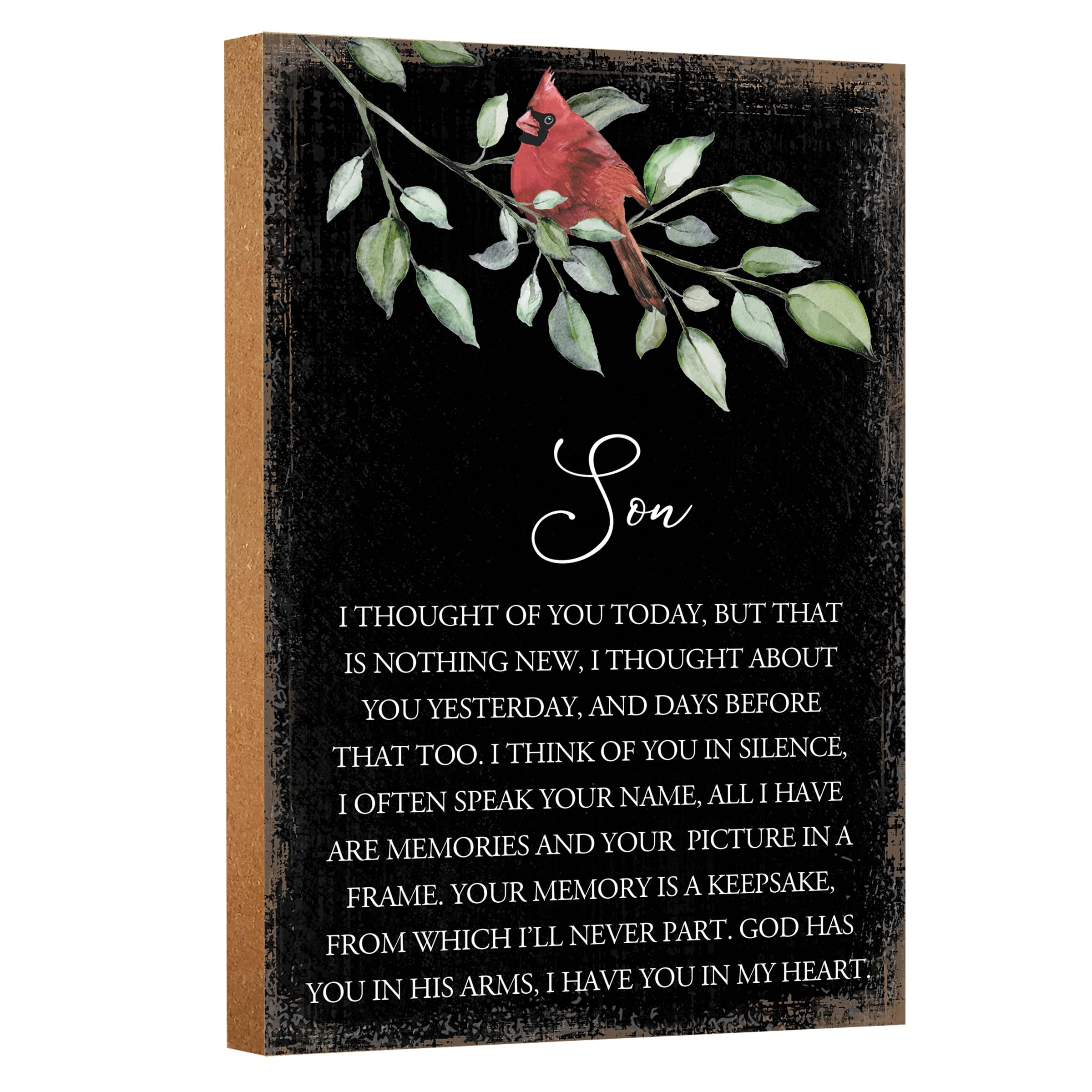 LifeSong Milestones Wooden Memorial Shelf Décor & Tabletop Signs | Loving Memory Gifts | Handcrafted Keepsakes (Son I Thought Of You (Black))