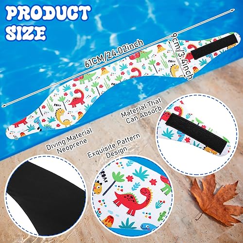 Miniatura 3 de Zhanmai 4 diademas de natación para niños, ajustable, impermeable, para el agua, para protección de los oídos (estilo tiburón, 24 pulgadas)