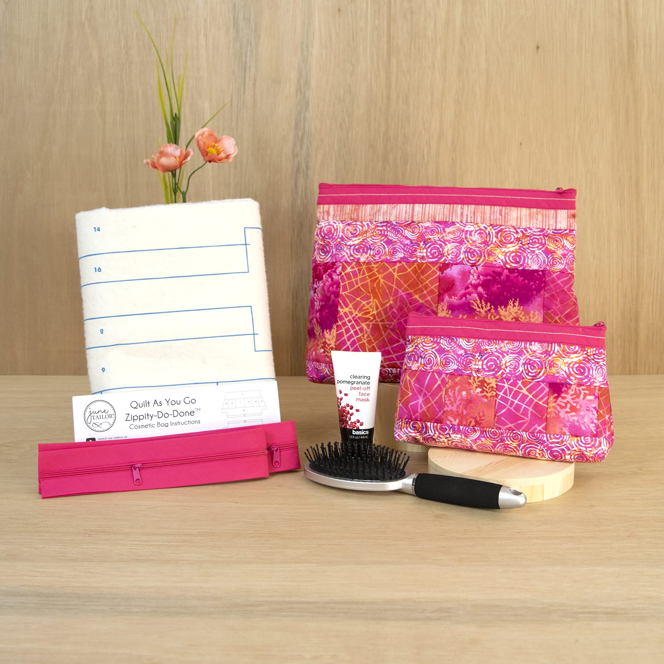 June Tailor Bolsas de cosméticos (2) Kit de costura, cremallera rosa