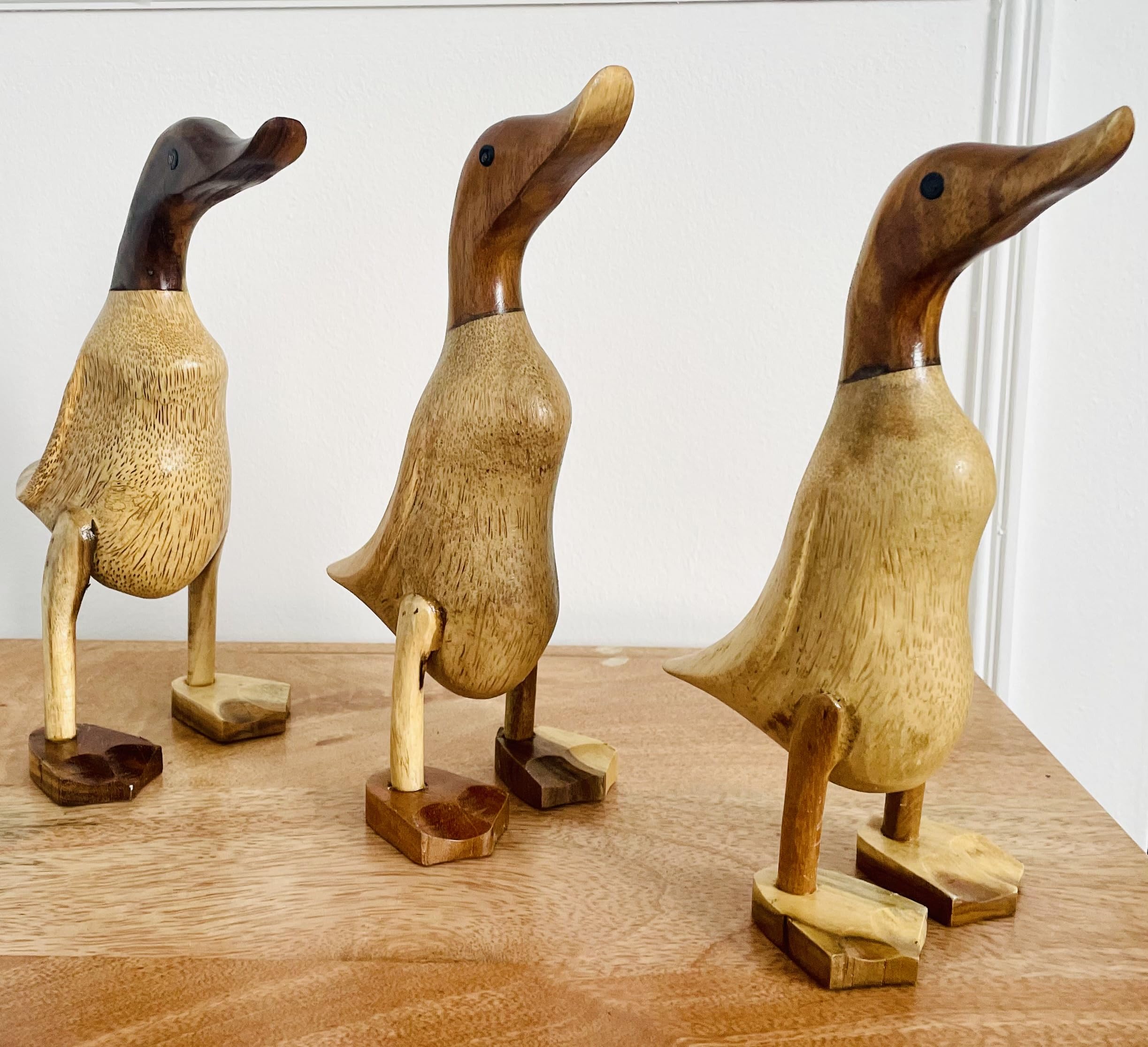 My Square Mile Brown Wooden Ducks | Hand Carved Bird Ornament | Wildlife Rustic Birds Indoor & Outdoor Use (Set Of 3, 1, Set Count)