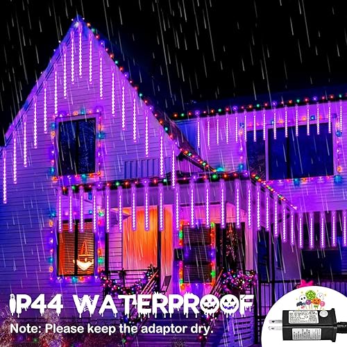 Miniatura 9 de Paquete de 2 luces de Navidad de lluvia de meteoritos para decoración al aire libre, luces extensibles para árbol al aire libre, impermeables, 16