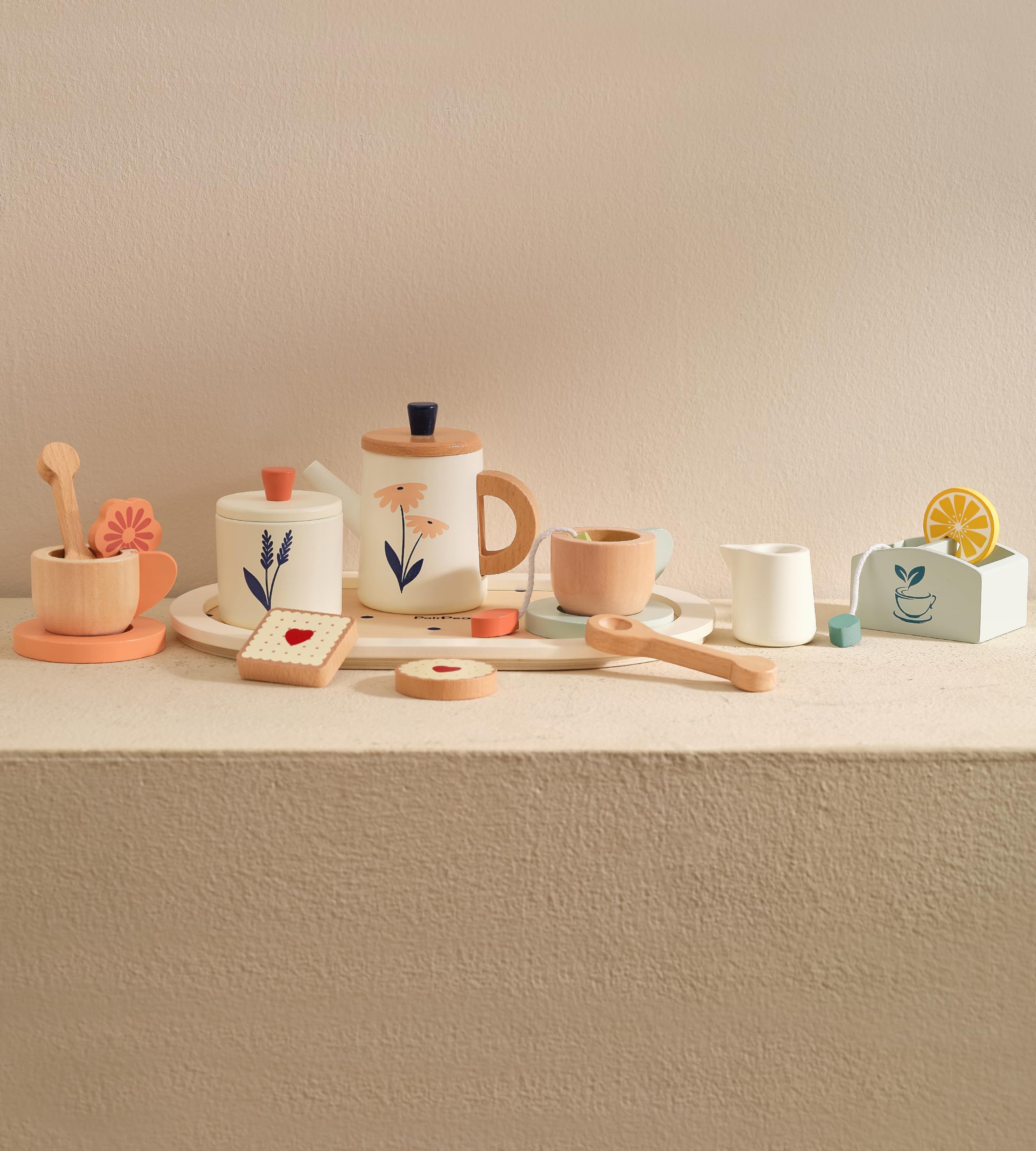 PairPear Wooden Tea Set for Kids, 19 Pieces Pretend Play Tea Party Set Play  Kitchen Accessories for Kids Girls and Boys 3+, Toddler Princess Tea Time