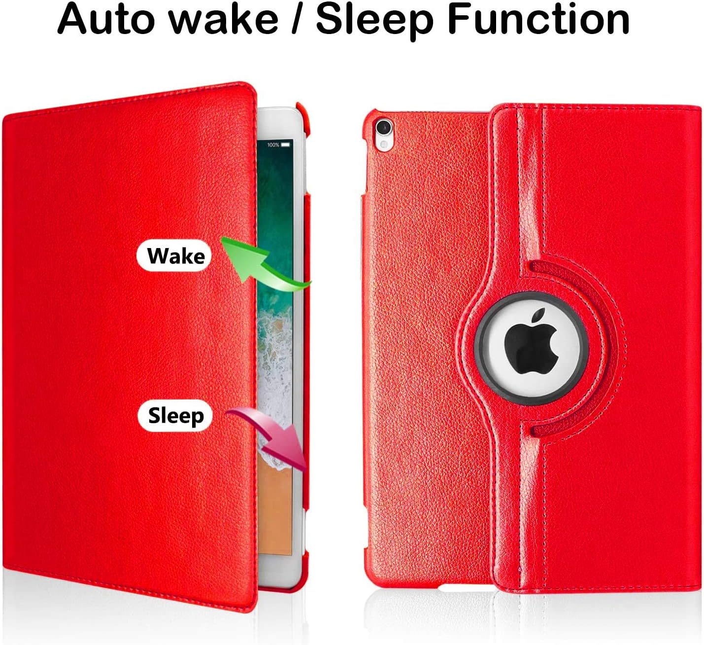 iPad Air (3rd Gen) 10.5" 2019 / iPad Pro 10.5" 2017 Case, 360 Degree Rotating Adjustable Multiple Stand Smart Cover Case with Auto Sleep Wake for Apple iPad 10.5" Case (red)