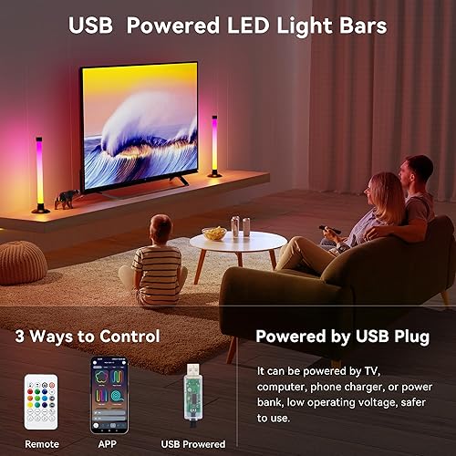 Miniatura 2 de Barra de luz LED con sincronización de música, aplicación de retroiluminación de TV que cambia de color y control remoto, barra de luz RGB