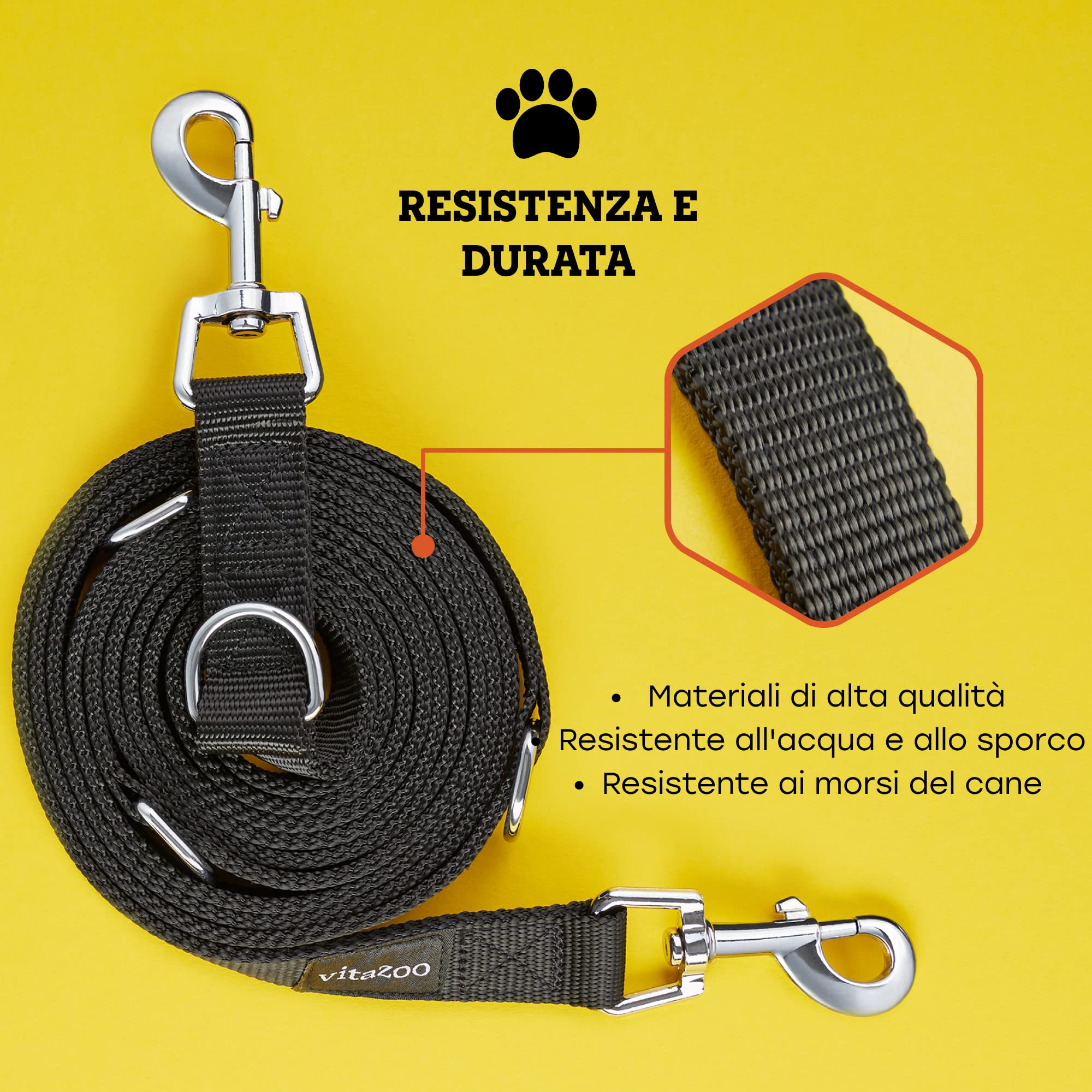 vitazoo Guinzaglio per cani in nero riflettente, fisso e regolabile in 3 lunghezze - adatto per vitazoo Guinzaglio per cani in nero riflettente, fisso e regolabile in 3 lunghezze - adatto per