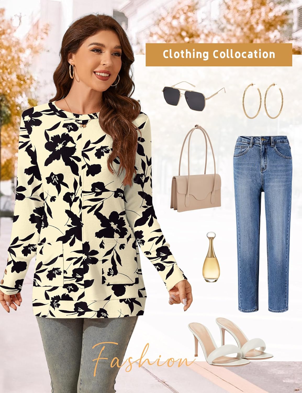 LOMON Long Sleeve Womens Tunic Tops to Wear with Leggings Loose Fit Crew Neck T Shirts with Pockets - Image 4