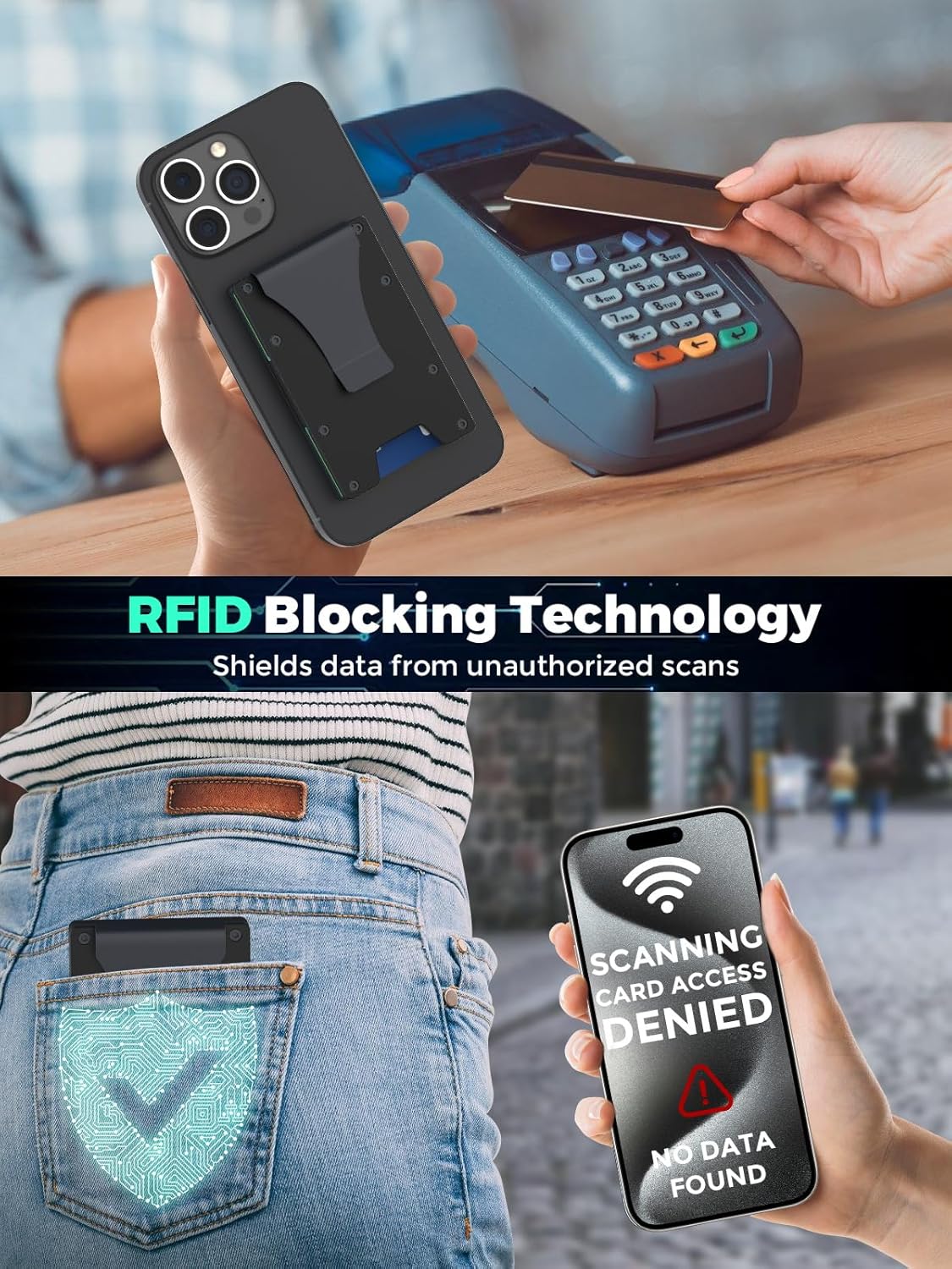 Hsypti for Magsafe Wallet, Slim Wallet for Men with Money Clip, Metal Card Holder with RFID Blocking, Minimalist Magnetic Phone Wallets Compatible with iPhone 17/16/15/14/13/12 Series - Image 3