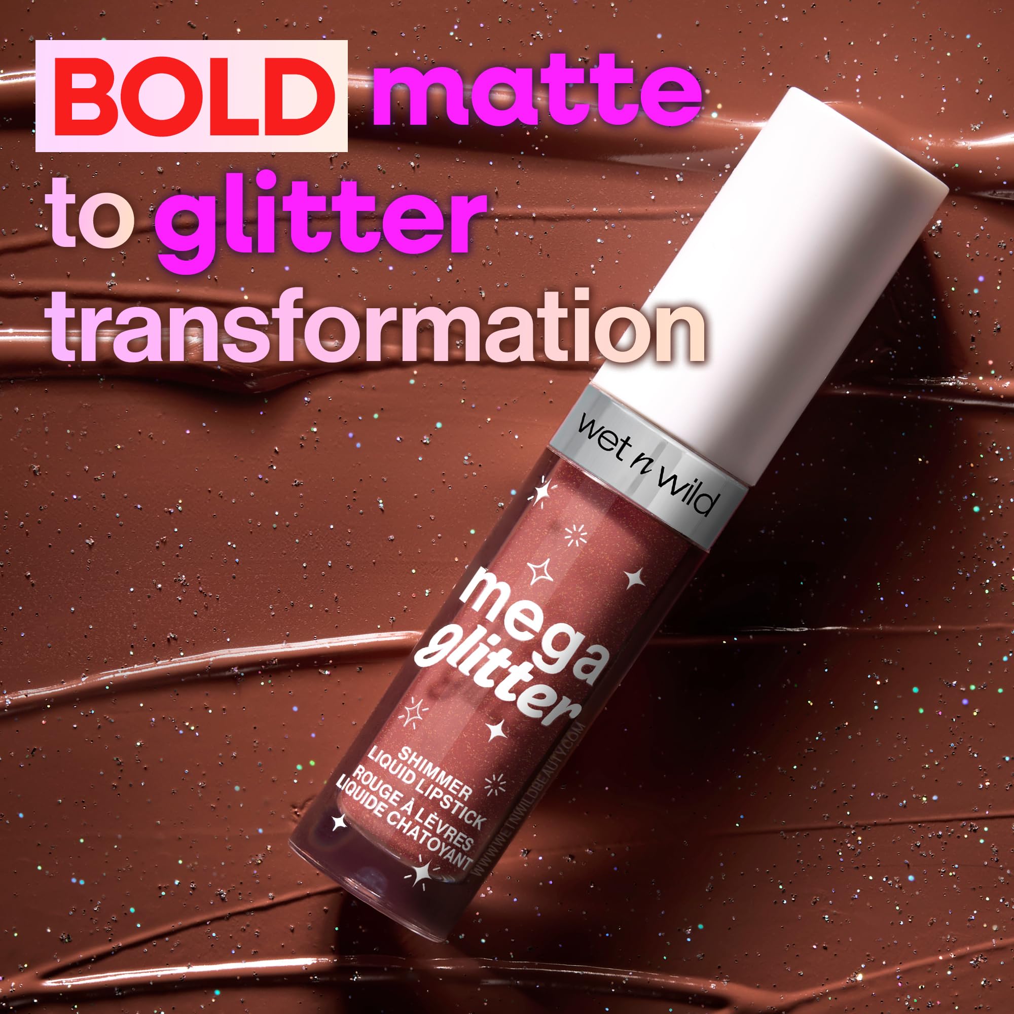 Wet n Wild Mega Glitter Shimmer Liquid Lipstick, Matte-to-Glitter Finish - Image 3