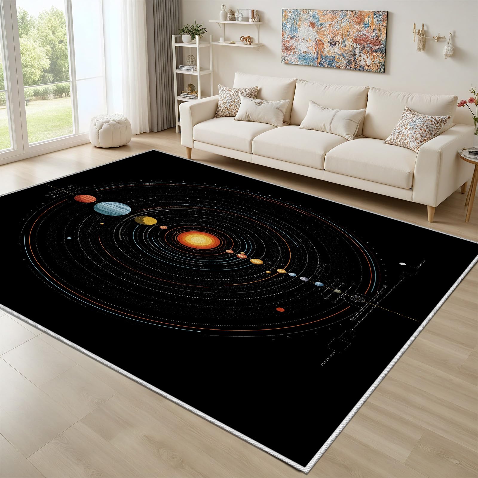 Tapis système solaire lavable en machine pour éliminer les taches du salon