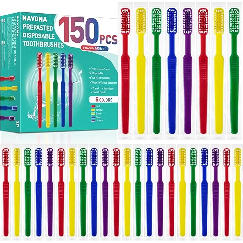150 PCS Prepasted Disposable Toothbrushes with Toothpaste, Bulk Toothbrush