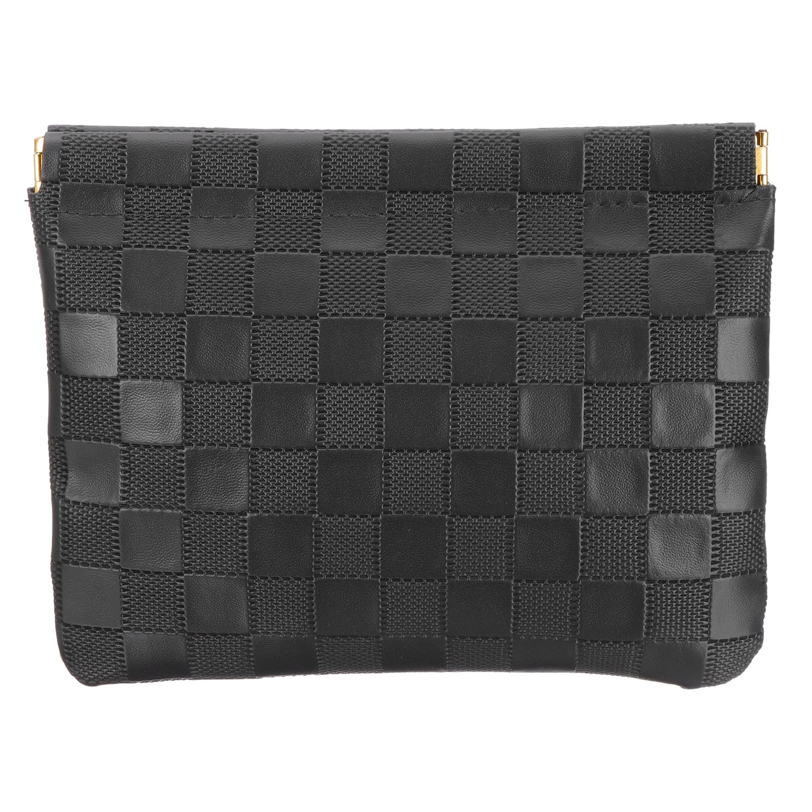 PATIKIL Small Snap Closure Pouches for Purse 5.5"x7.1" Mini Waterproof Leather Checkered Makeup Bag Portable No Zipper Self-Closing Travel Pocket Organizer Pouch Cosmetic Bag