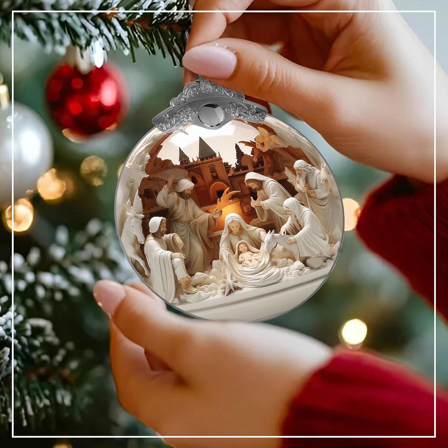 Nativity Christmas Ornament 2025 – 3D Effect Flat Ornaments – Christian Christmas Ornaments, Jesus for Tree Decorations, Christian Gifts for Kids, Religious Gifts for Women Family, Xmas Gift - Image 6
