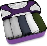 Organisateur de voyages Mesh 5 Cube d'emballage pièce pour valise avec sac à linge (Purple)