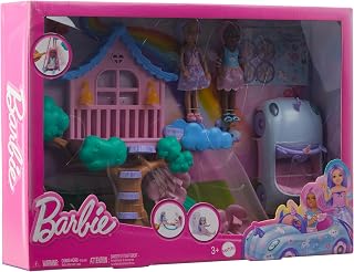 Barbie Treehouse Playset with 2 Chelsea Small Dolls, Toy Car, Swing, Slide, Seesaw, Fairy Wing Accessories & Sticker Sheet Price In India