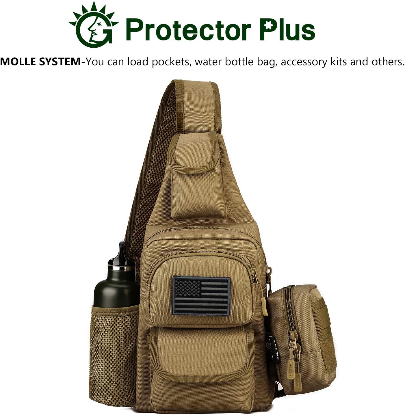 Protector Plus Tactical Sling Bag Military MOLLE Crossbody Pack (Patch Included) - Image 8