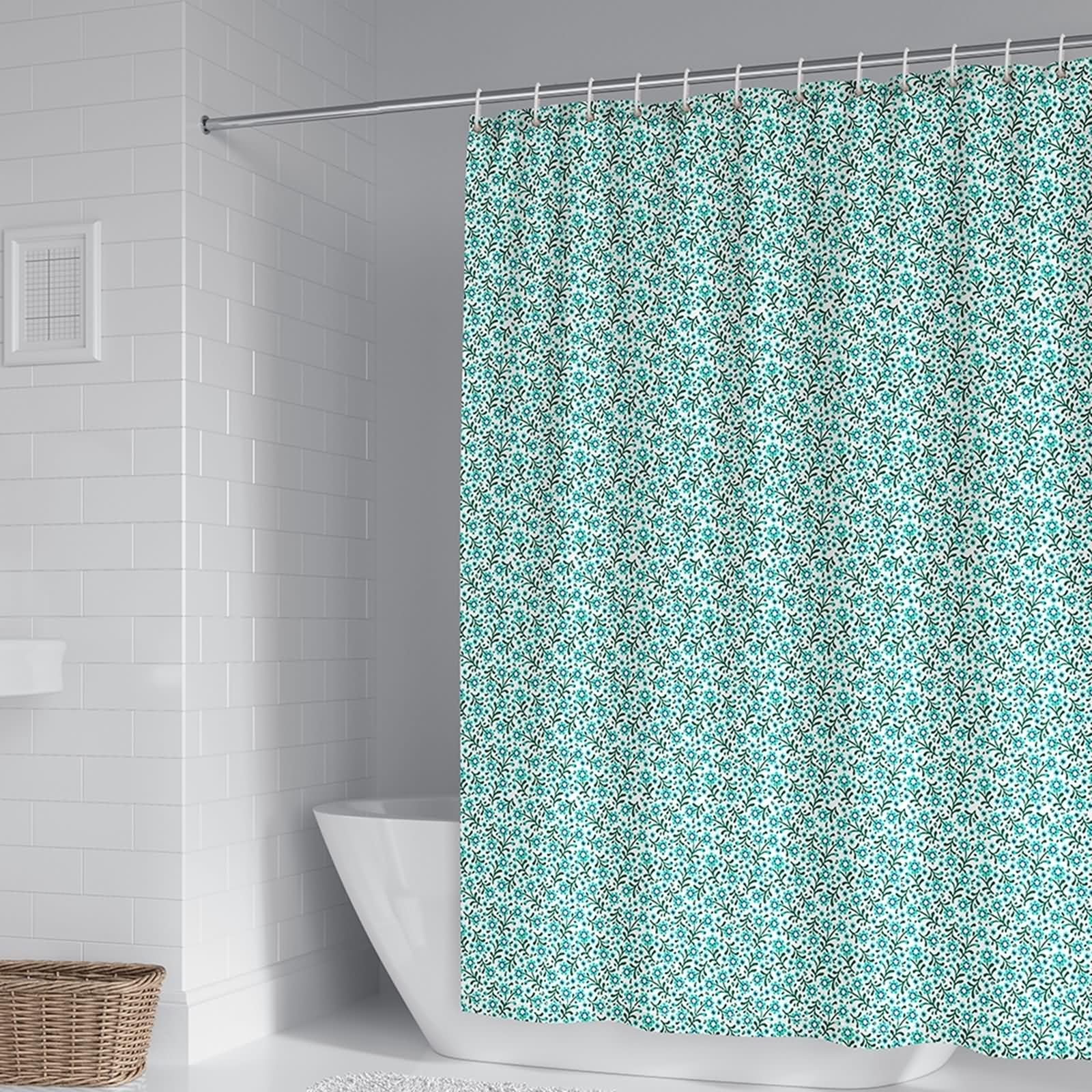 Rideau de douche turquoise floral KnSam 180x180 cm en polyester imperméable
