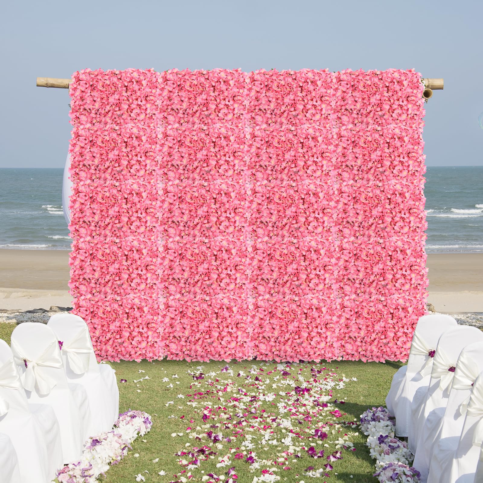 Kunstblumen Wandpaneele Blumenwand 60 * 40Cm, Seide Künstliche Blume Rosen Wand Paneel DIY Hintergrund für Hochzeit Party (20, Rosa)