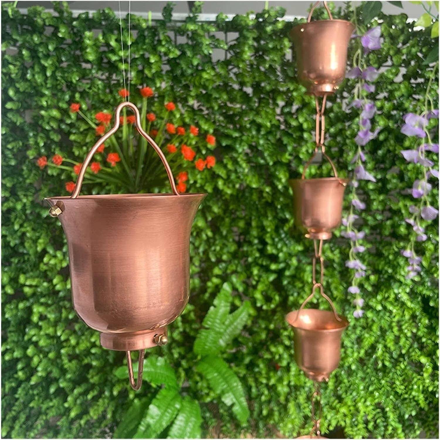 Rain Chains Rain Chains for Gutters, Aluminum Alloy Flower Cup Rain Chain Garden Decoration Chain