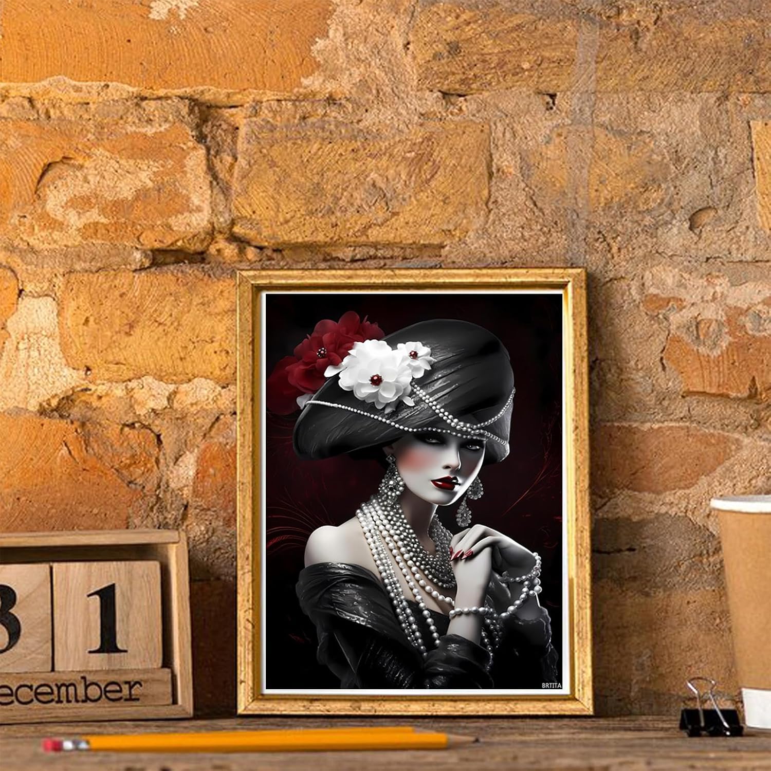 BRTITA Diamond Painting Kits for Adults 5D Elegant Lady Diamond Art Kits, Women DIY Full Drill Crystal Rhinestone Craft Full Round Gemstone 12x16in / 30x40cm