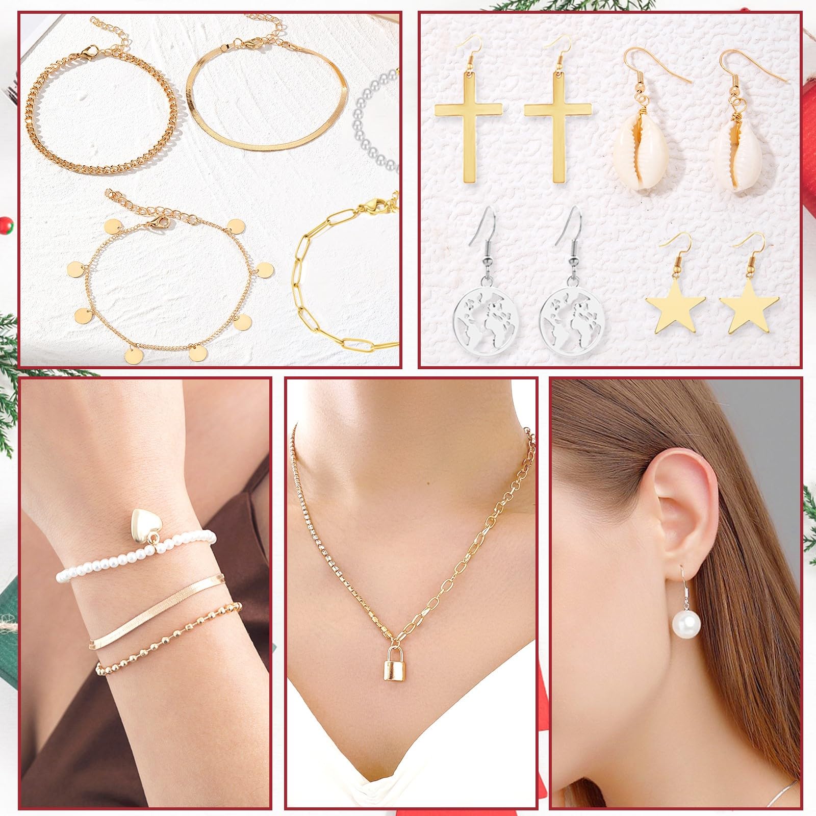 Calendrier De L'avent Bijoux 2024 - 24 Surprises (colliers, Bracelets, Boucles D'oreilles) - Cadeau Noël Femme, Fille