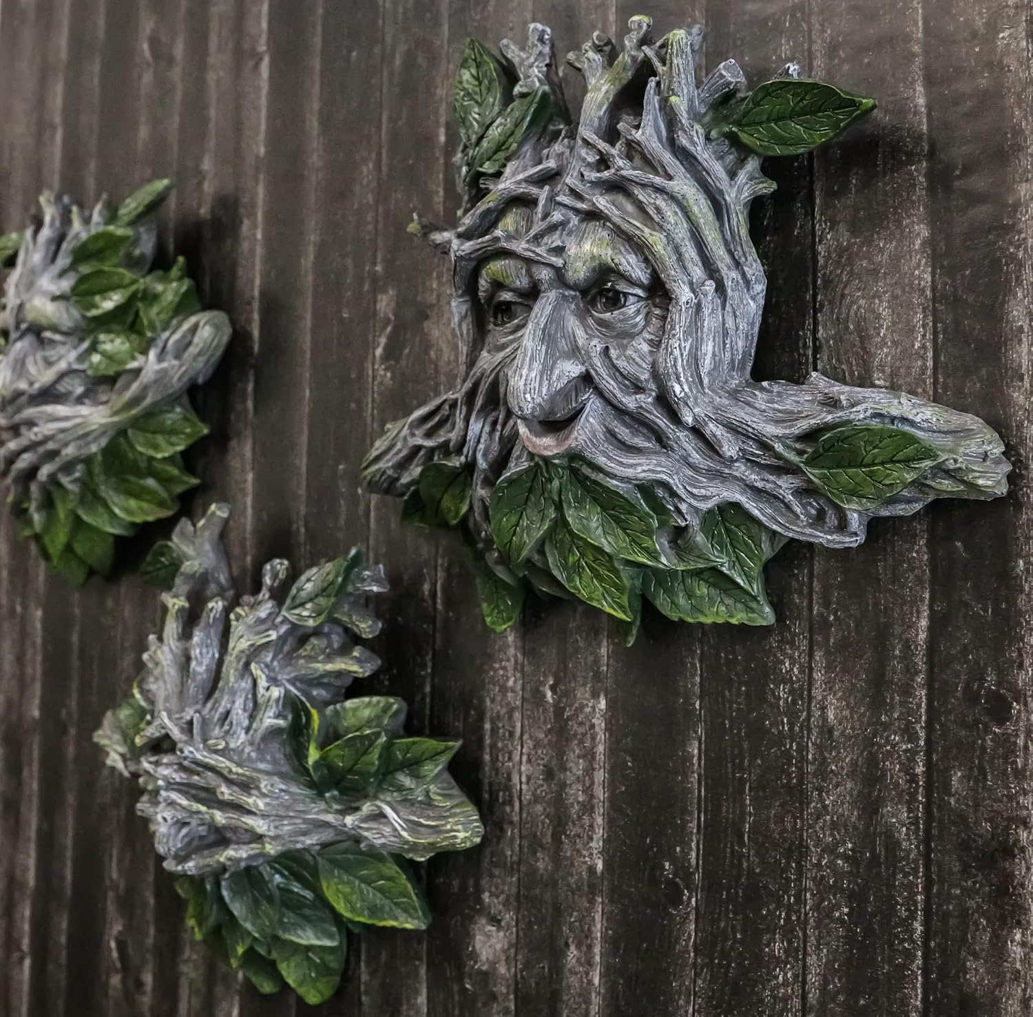 Ebros Large 11" Wide Nature Spirit God Leafman Celtic Greenman See Hear Speak No Evil Hanging Wall Decor Plaques Set Of 3 Wiccan Tree Of Life Forest Shepherd Horned God Cernunnos Ent Mythical Fantasy Decorative Sculpture