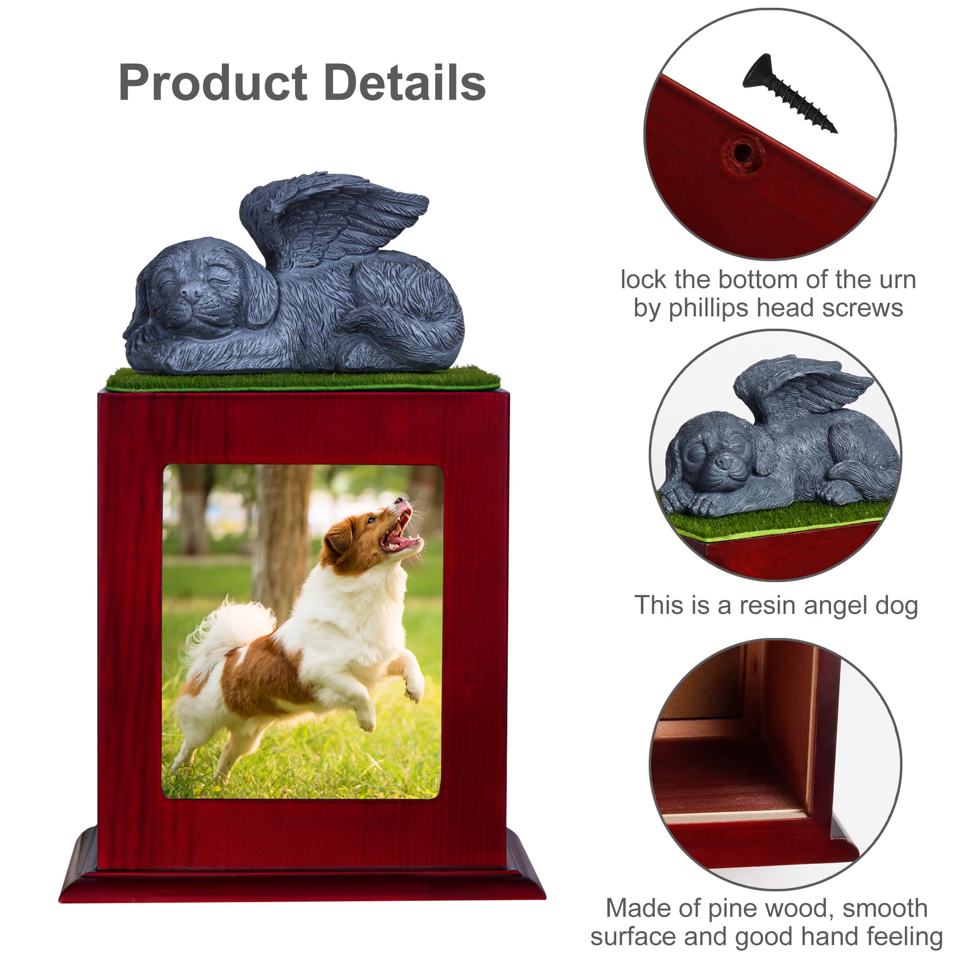 Urna Per Ceneri Per Cani Con Collana Commemorativa | In Legno Con Cornice Foto | Personalizzabile - Foto 4