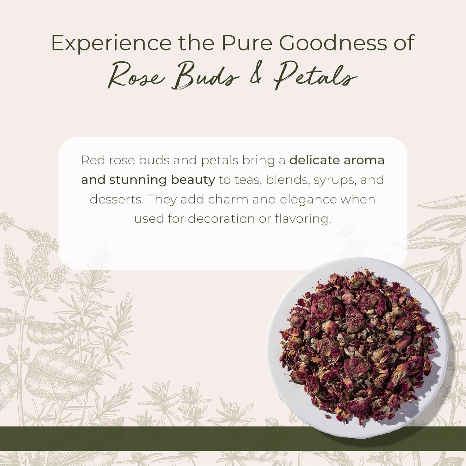 Starwest Botanicals Dried Red Rose Buds & Petals - Edible Flower for Tea, Baking, & Cooking, Use for Soap or Lotions, Certified Kosher - Bulk 1 lb Bag