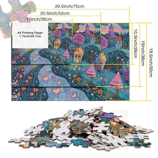 Foto 5 de 8 de Pueblo de Cuento Puzzle de 1000 Piezas Cartón para Adultos Jardín Fantasía Juego de Puzzle 1000 Piezas…