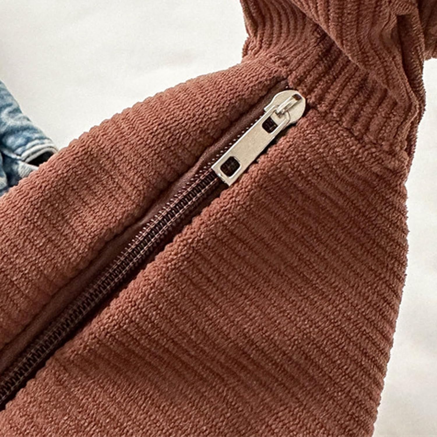 eYLun Women Corduroy Crossbody Bag Small Tote Bag Shoulder Handbag Adjustable Mini Crescent Bags - Image 5