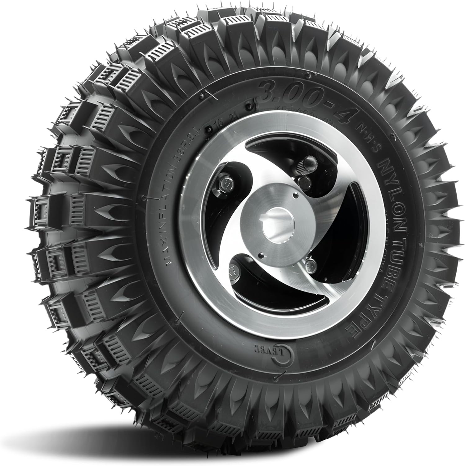 3.00-4 Tire and Wheel, 1.96 Offset Hub, 10x3.00-4 Tire Fit for Hand Truck/Wheelbarrow/Garden Cart/Wagon/Generators