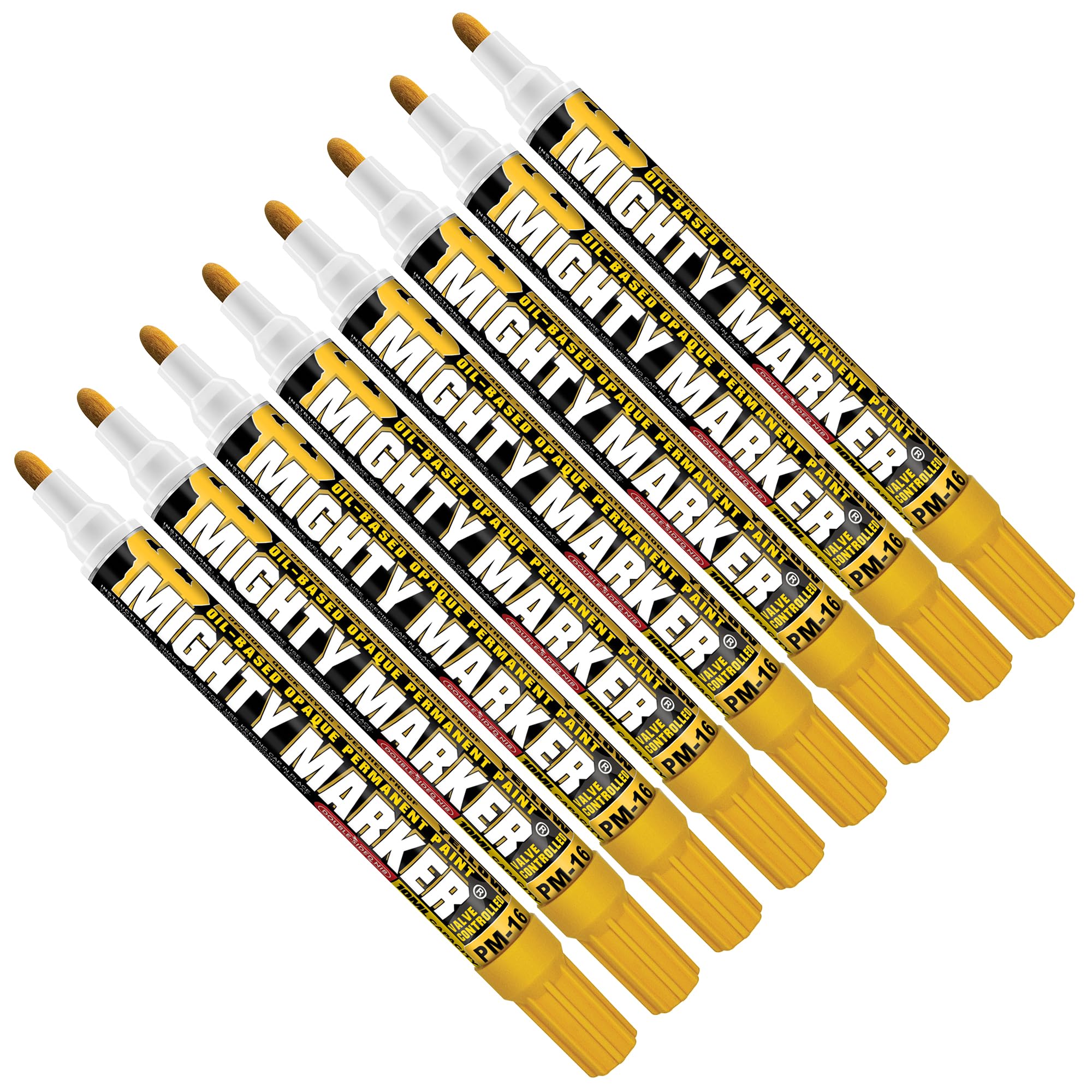 Mighty Marker PM-16 Paint Markers, Quick-Drying Paint Pens for Metal, Industrial Use, Permanent Marks, High-Opacity, Weather-Resistant, 2.3mm Bullet