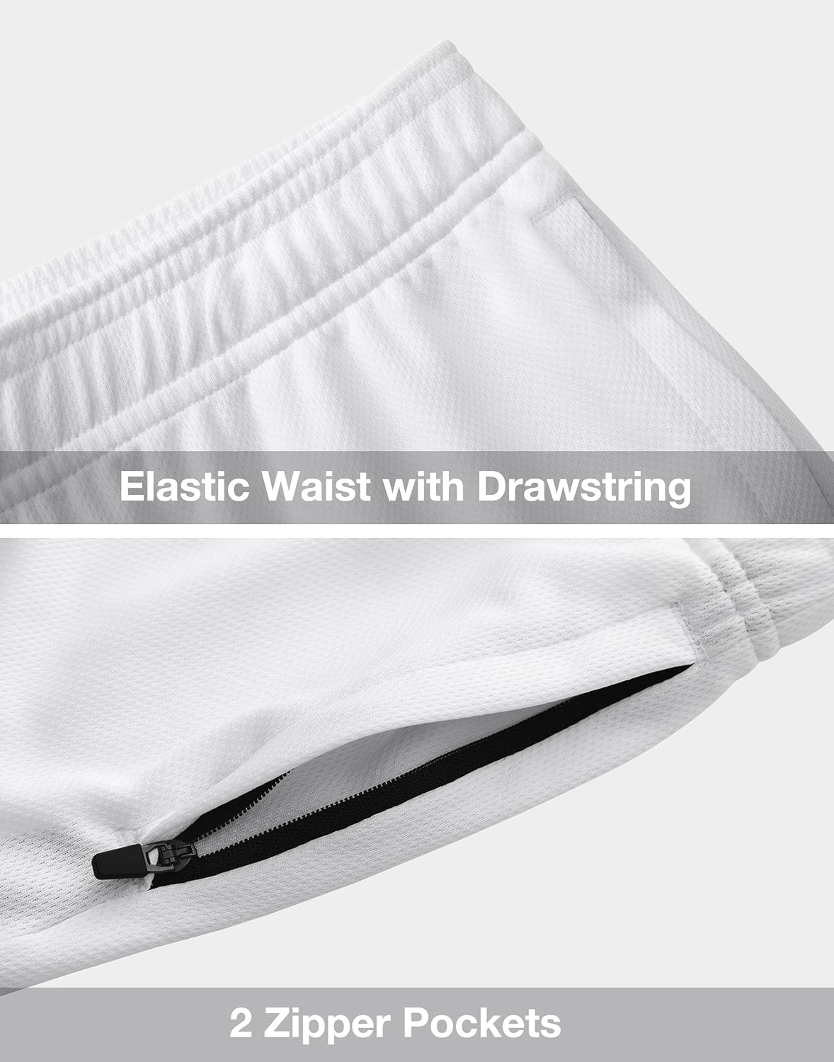 Boys Athletic Shorts with Zipper Pockets Dri Fit Quick Dry Basketball Soccer Mesh Youth Kids Gym Elastic Waistband - Image 4