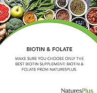 Vista 3 de NaturesPlus Biotina y ácido fólico (Folato) - 30 tabletas de liberación sostenida - Complejo de vitamina B para energía, belleza, metabolismo