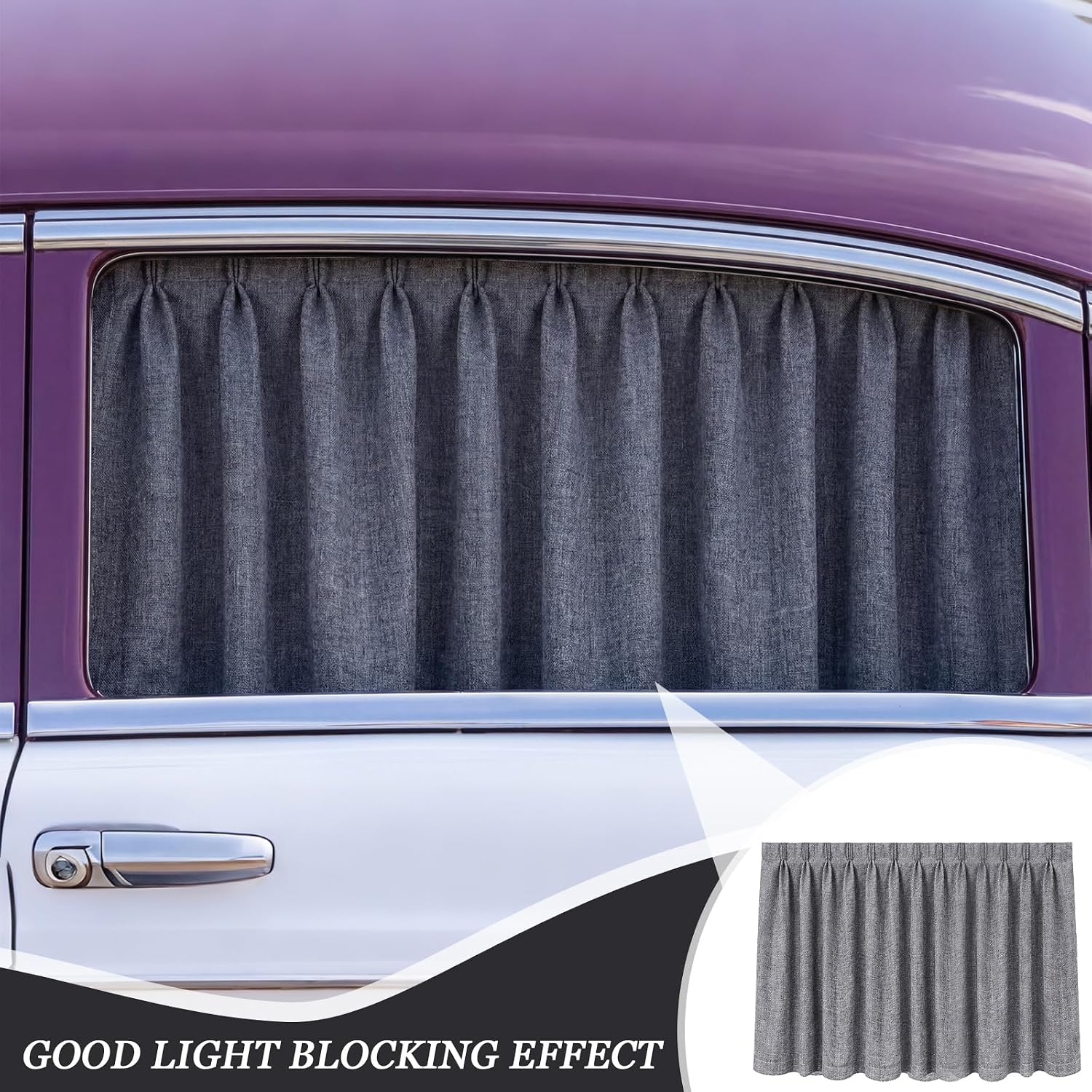 Tudomro 2 Pcs Rv Windshield Curtain Set for Class A Motorhomes, 120 x 40 Blackout Privacy Rv Curtain Window Cover with Tiebacks &, Thick Linen Fabric, Easy to Install(Grey,Drapery Hooks)