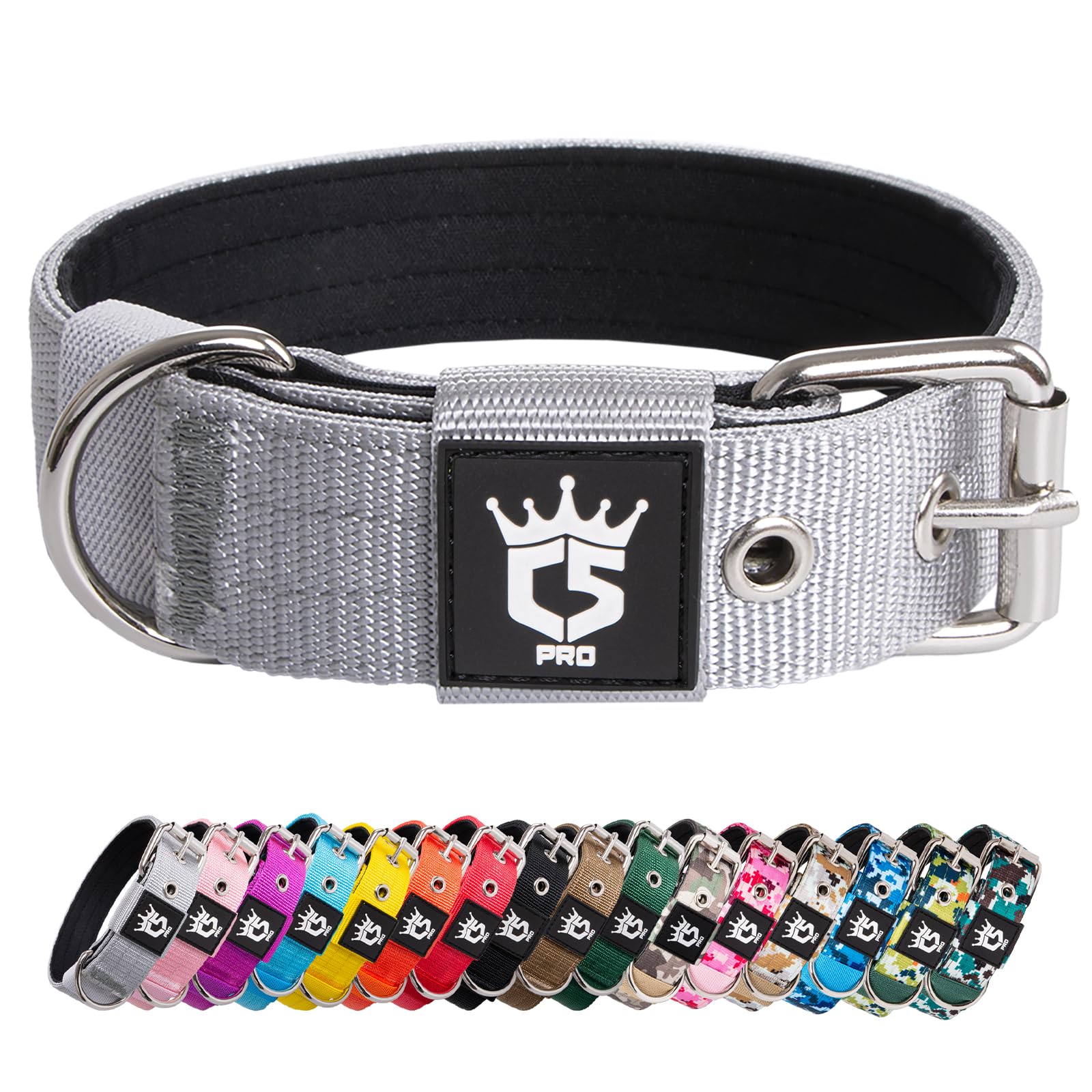 TSPRO Collar Táctico para Perros Ajustable, Collares con Broche de Metal Robusto, de 3,8 cm de Ancho, Duradero y Cómodo para Perros Medianos y Grandes (Camo Rosado M) — view 9