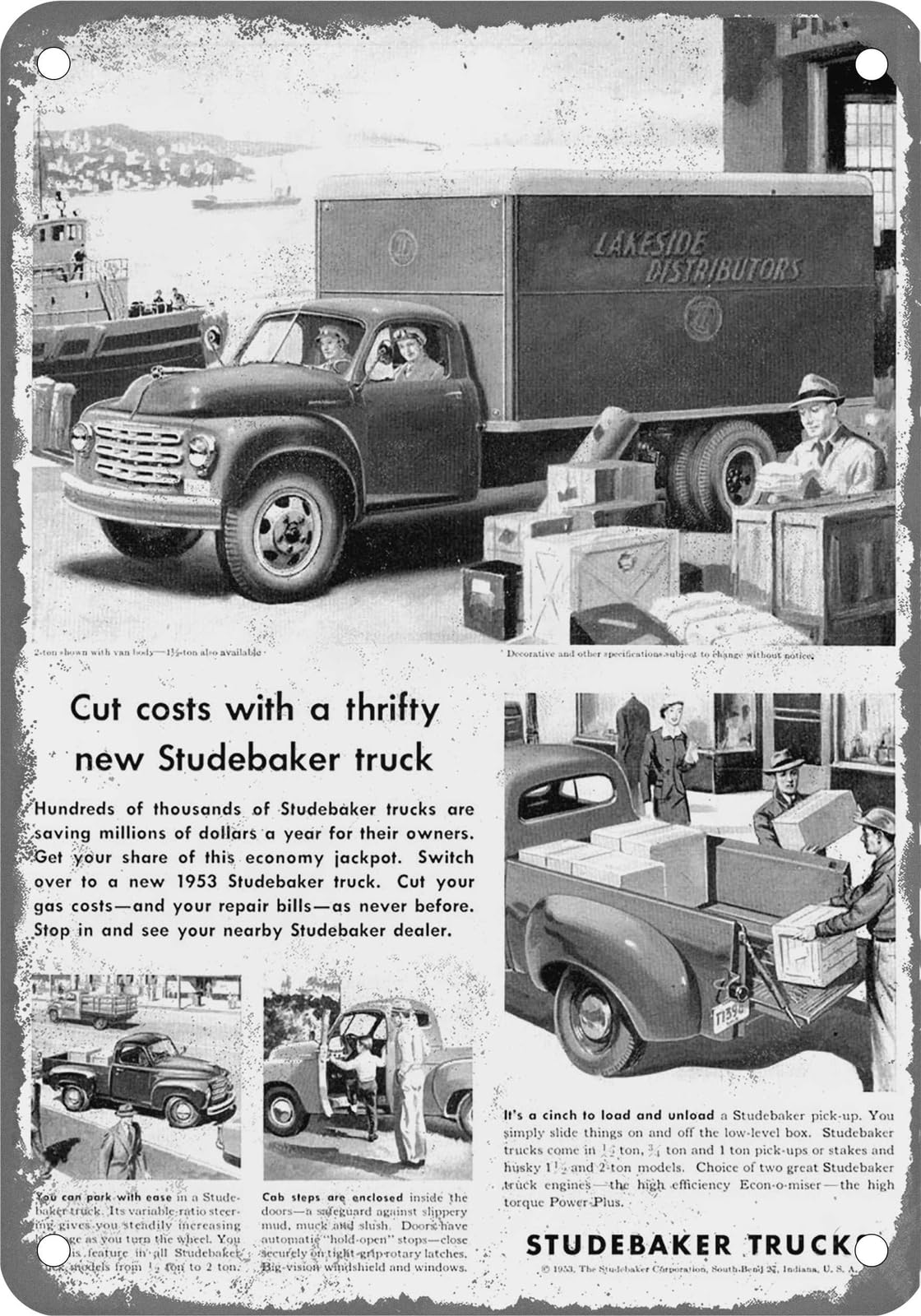 Miaomansenstore Metal Sign - 1953 Studebaker Trucks Vintage Ad 09 - Old Retro Rusty Look Home Decor