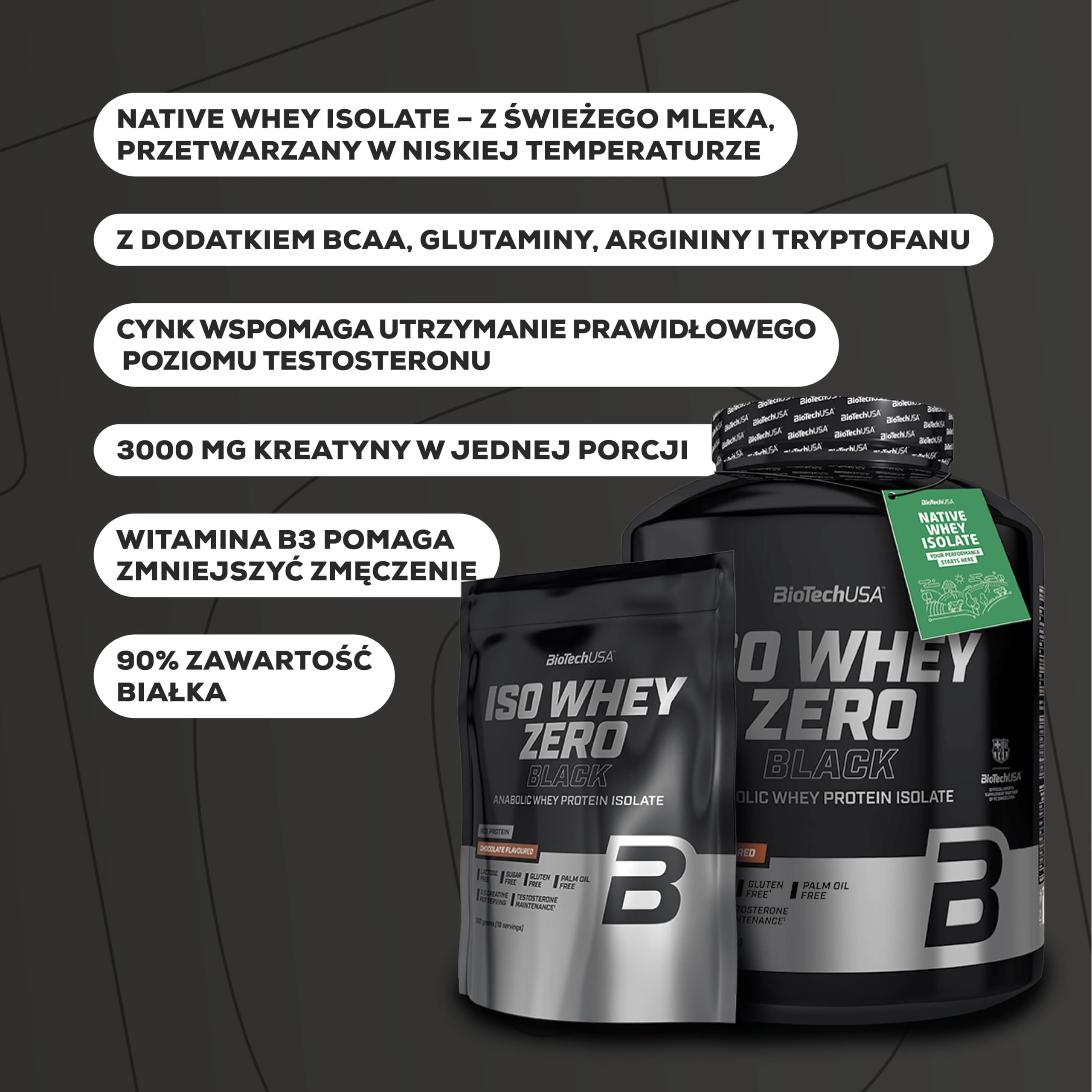 BioTechUSA Iso Whey Zero Black | z kreatyną, cynkiem, witaminą B3 i aminokwasami | 90% białka | bez cukru, bez laktozy, bez glutenu, 1816 g, Kokos-Mango
