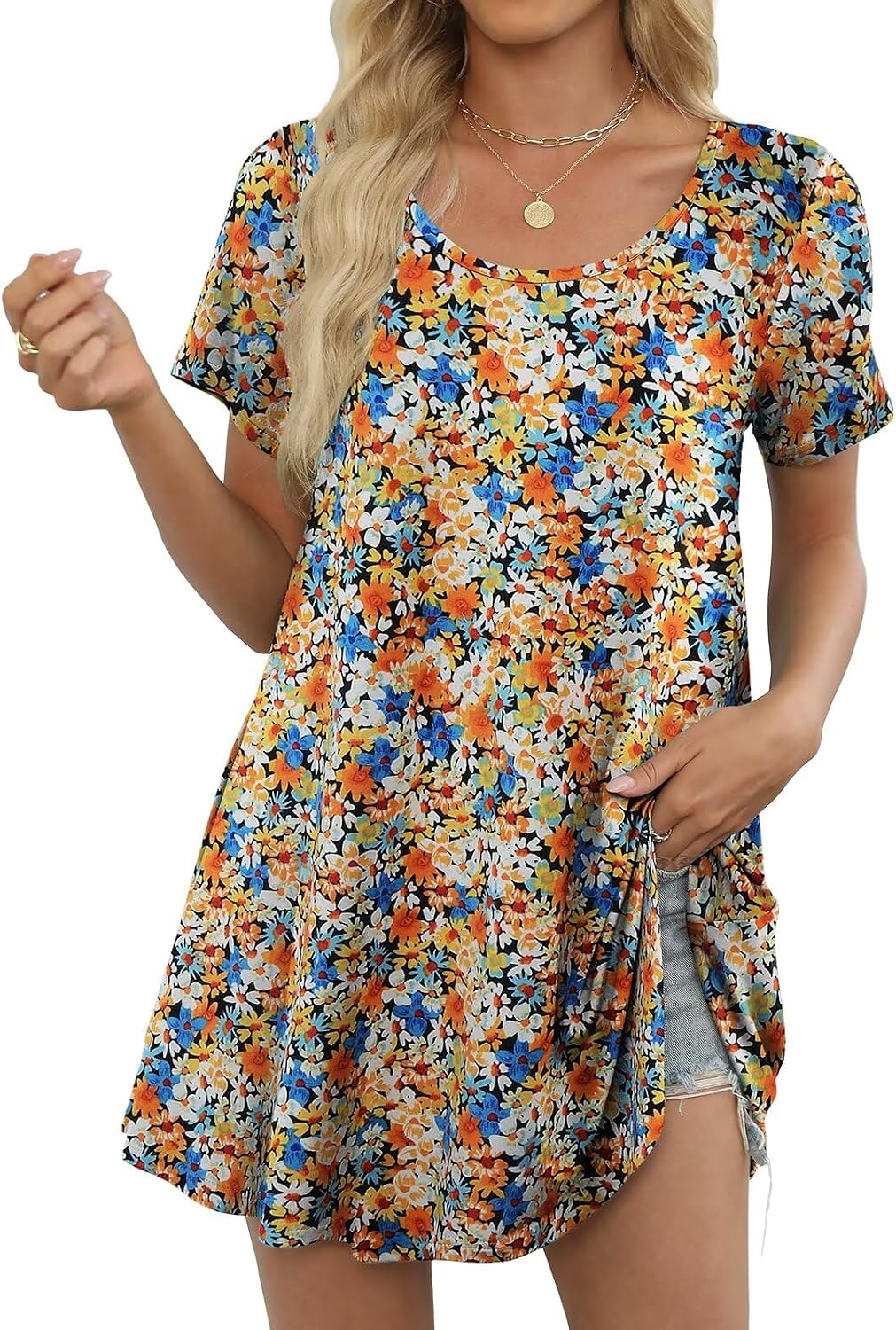 BELAROI Womens Plus Size Tunic Tops Summer T Shirts Short Sleeve