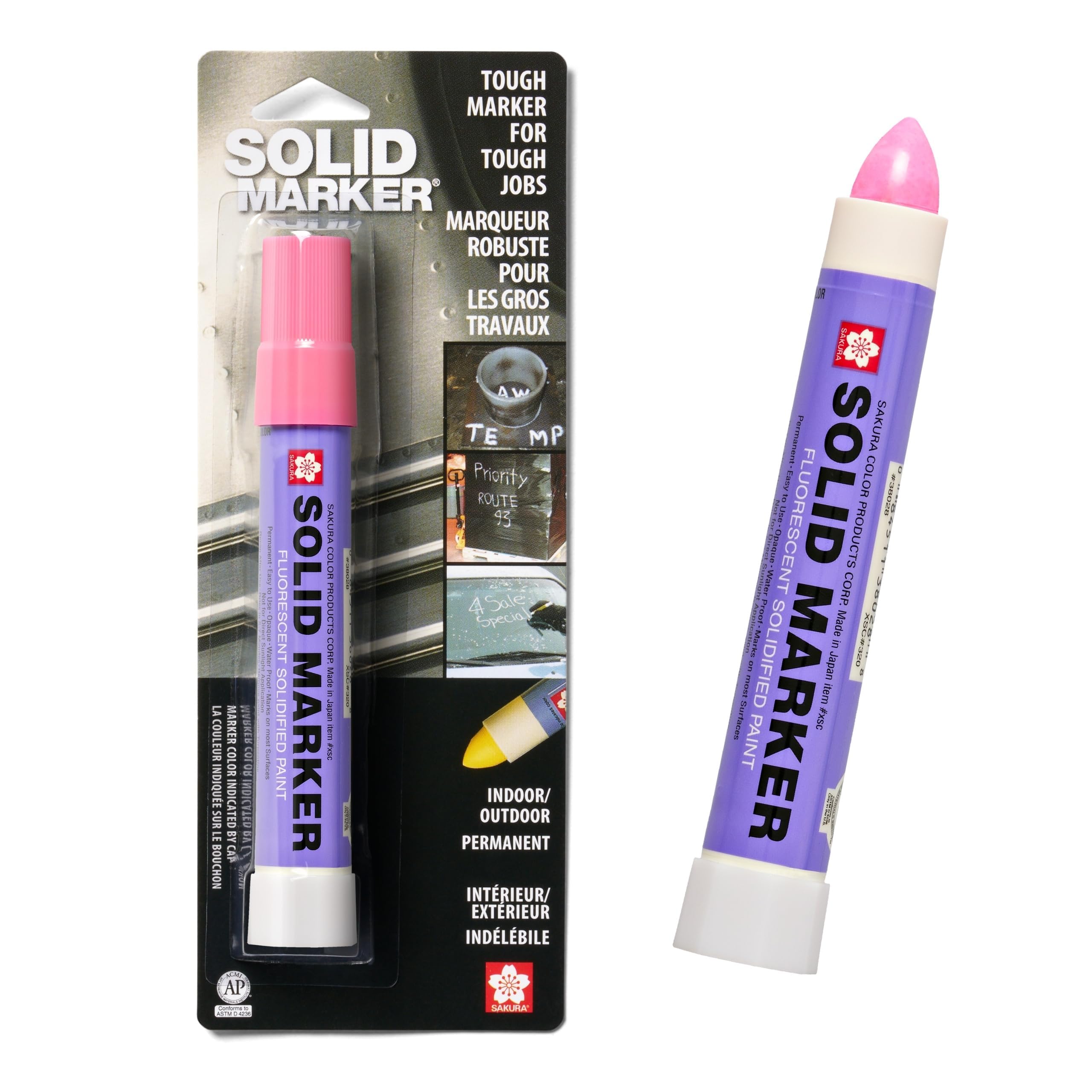 SAKURA - 46593 Sakura Solid Marker, The Original Solidified Paint Marker, Fluorescent Pink