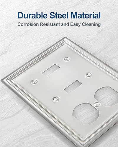 Miniatura 3 de Paquete de 2 placas de pared combinadas de palancadúplex, cubiertas de interruptor de salida de pared para interruptor de luz de palanca, toma de