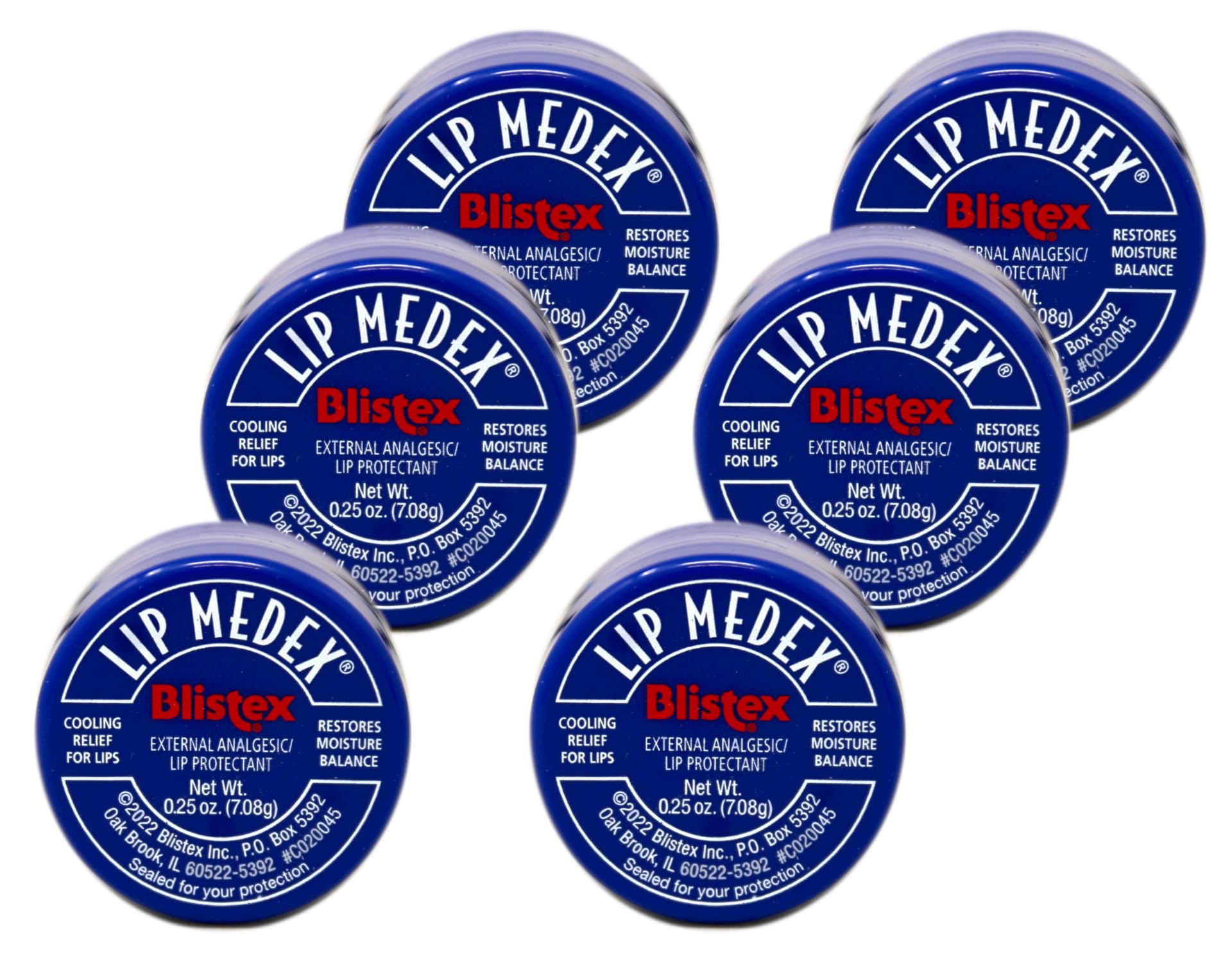 Blistex Lip Medex, Lip Protectant/External Analgesic, Relieves Sore Lips & Restores Moisture Balance, 0.25 Ounce Jar - 6 Count