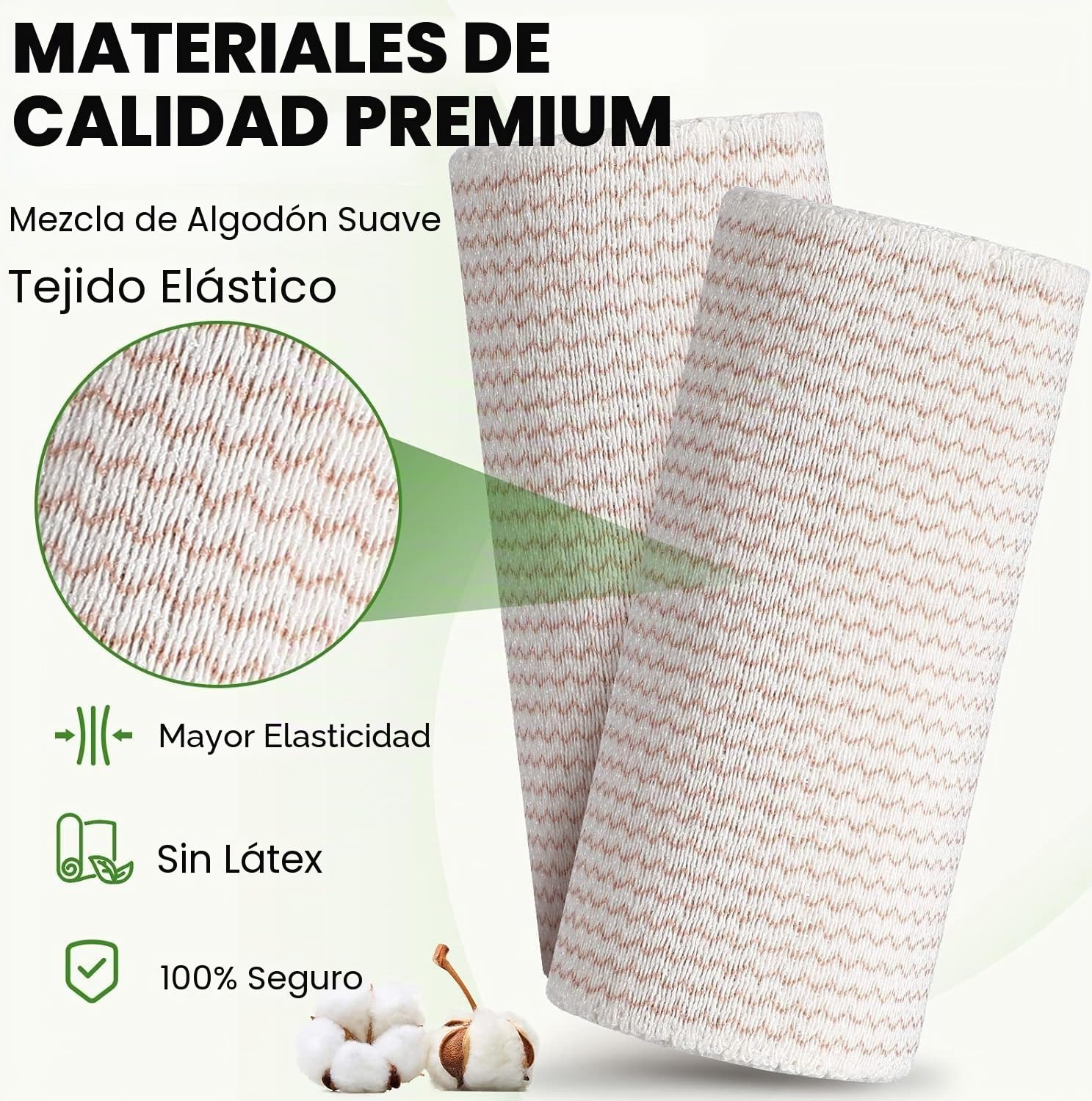 4 Rollos de Vendaje Elástico Premium - Cohesivo, de Compresión y Deportivo - Para Soporte de Tobillo, Brazos, Piernas o Pecho en Lesiones