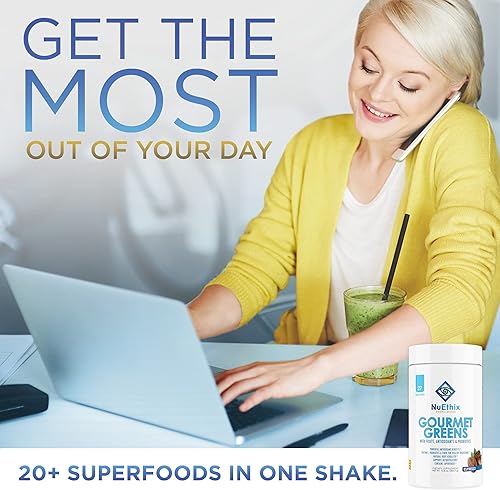 Miniatura 6 de NuEthix Formulations Gourmet Greens - Suplemento dietético en polvo con superalimentos y probióticos de frutas y verduras, bayas, 30 porciones