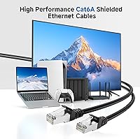 Vista 2 de Cable Matters Paquete de 5 cables Ethernet Cat 6A blindados sin enganches de 10 Gbps, cable Cat 6A, cable Cat6A, cable Ethernet, negro