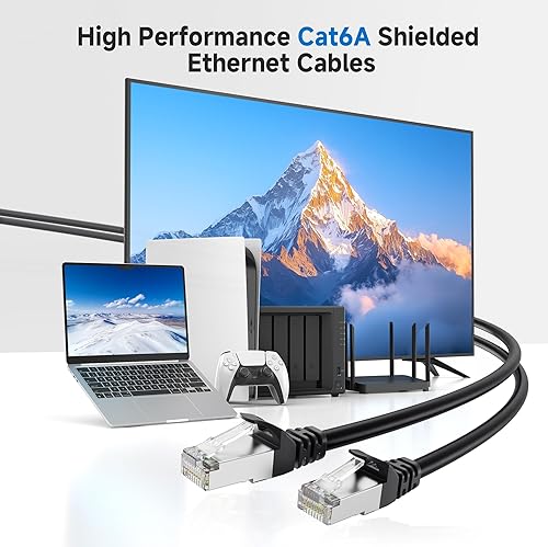 Miniatura 2 de Cable Matters Cable Ethernet Cat 6A blindado sin enganches de 10 Gbps - 30 pies, cable Cat 6A, cable Cat6A, cable Ethernet, negro